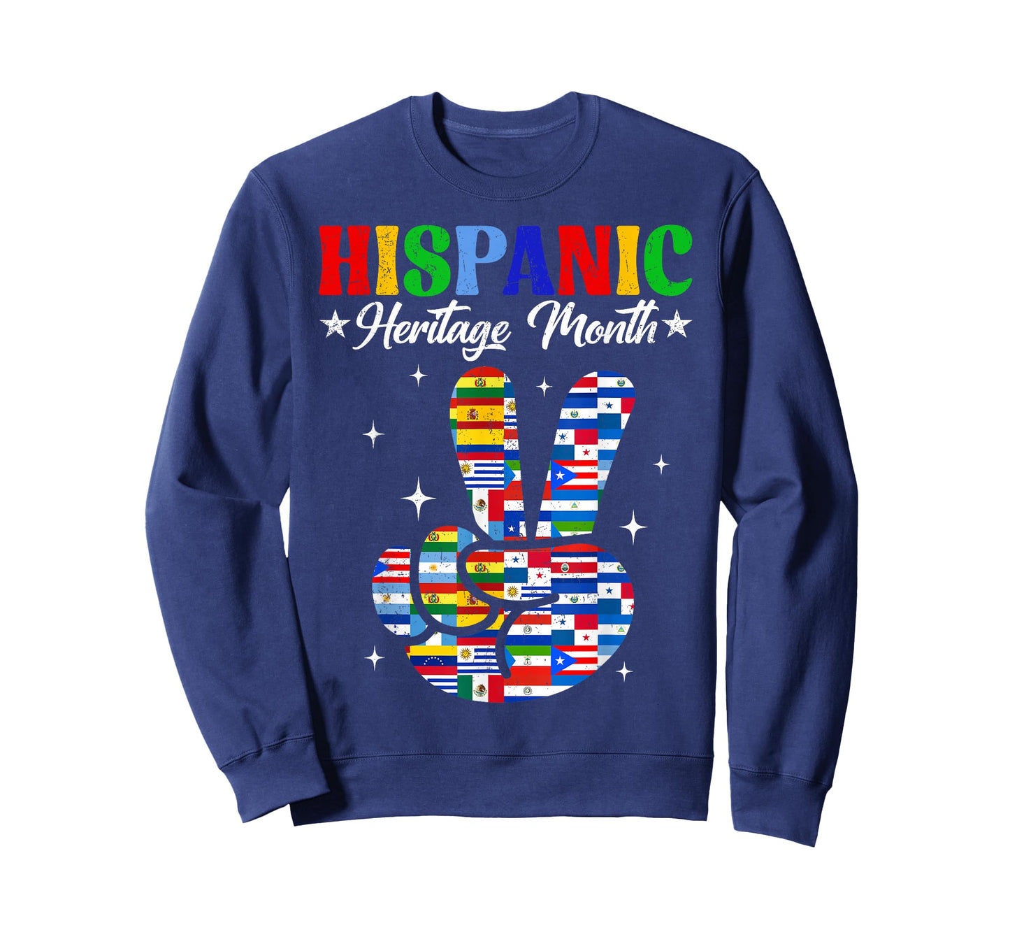 Hispanic Heritage Month All Latino Hispanic Flags Peace Sign T-Shirt