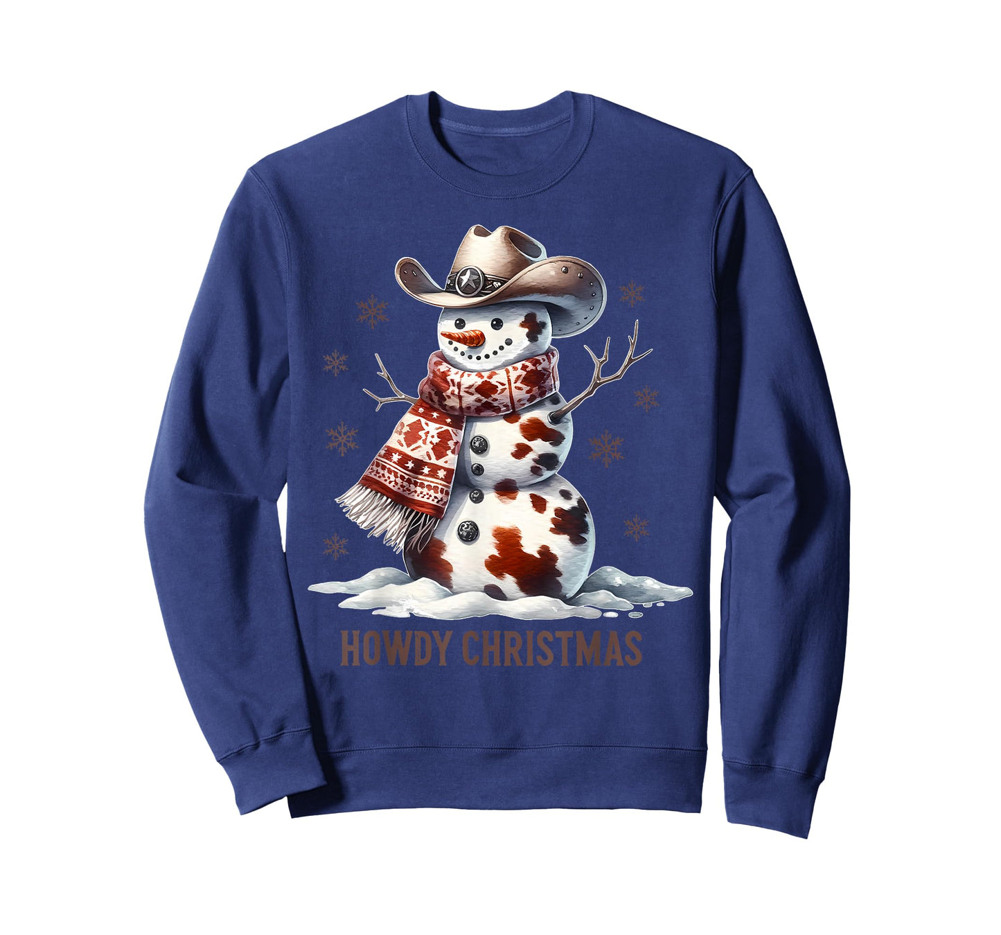 Howdy Christmas Cowhide Snowman Western Country Cowboy Xmas T-Shirt