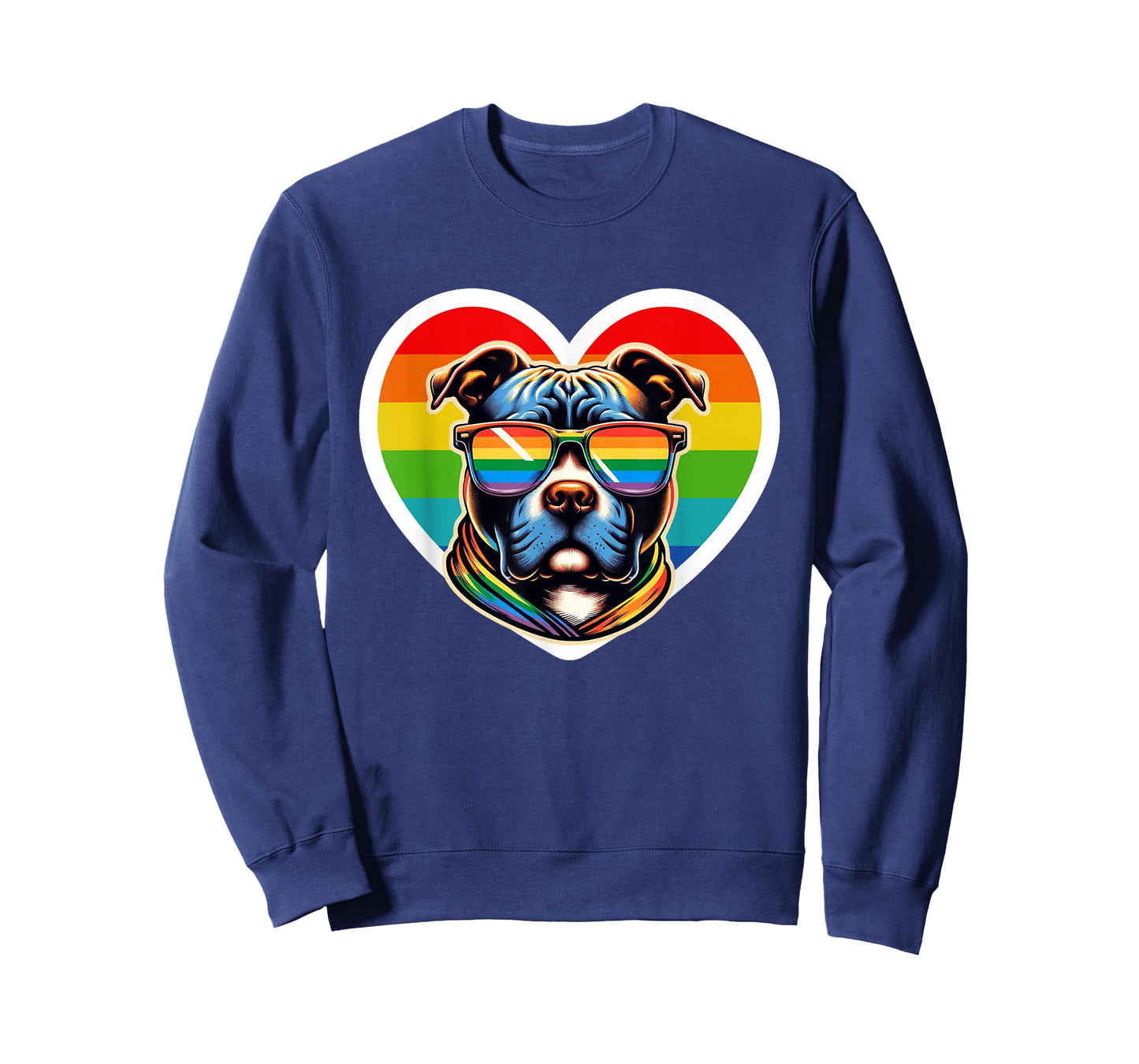Pitbull Heart Pride LGBTQ Rainbow Gay Funny Dog Lovers T-Shirt