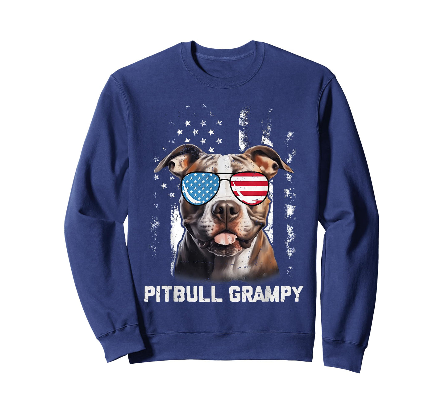Pitbull Grampy American Flag Sunglasses 4th Of July Dog T-Shirt