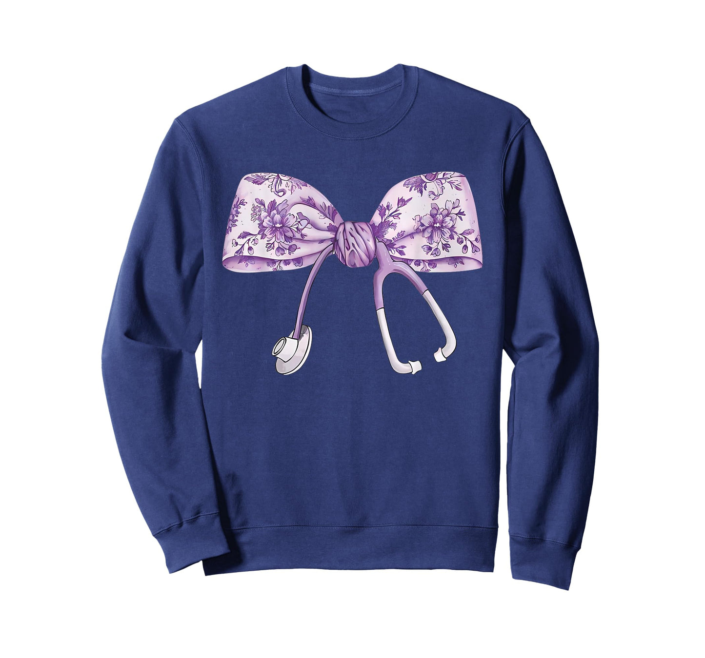 Cute Floral purple Coquette Bow Stethoscope Nurse Doctor T-Shirt