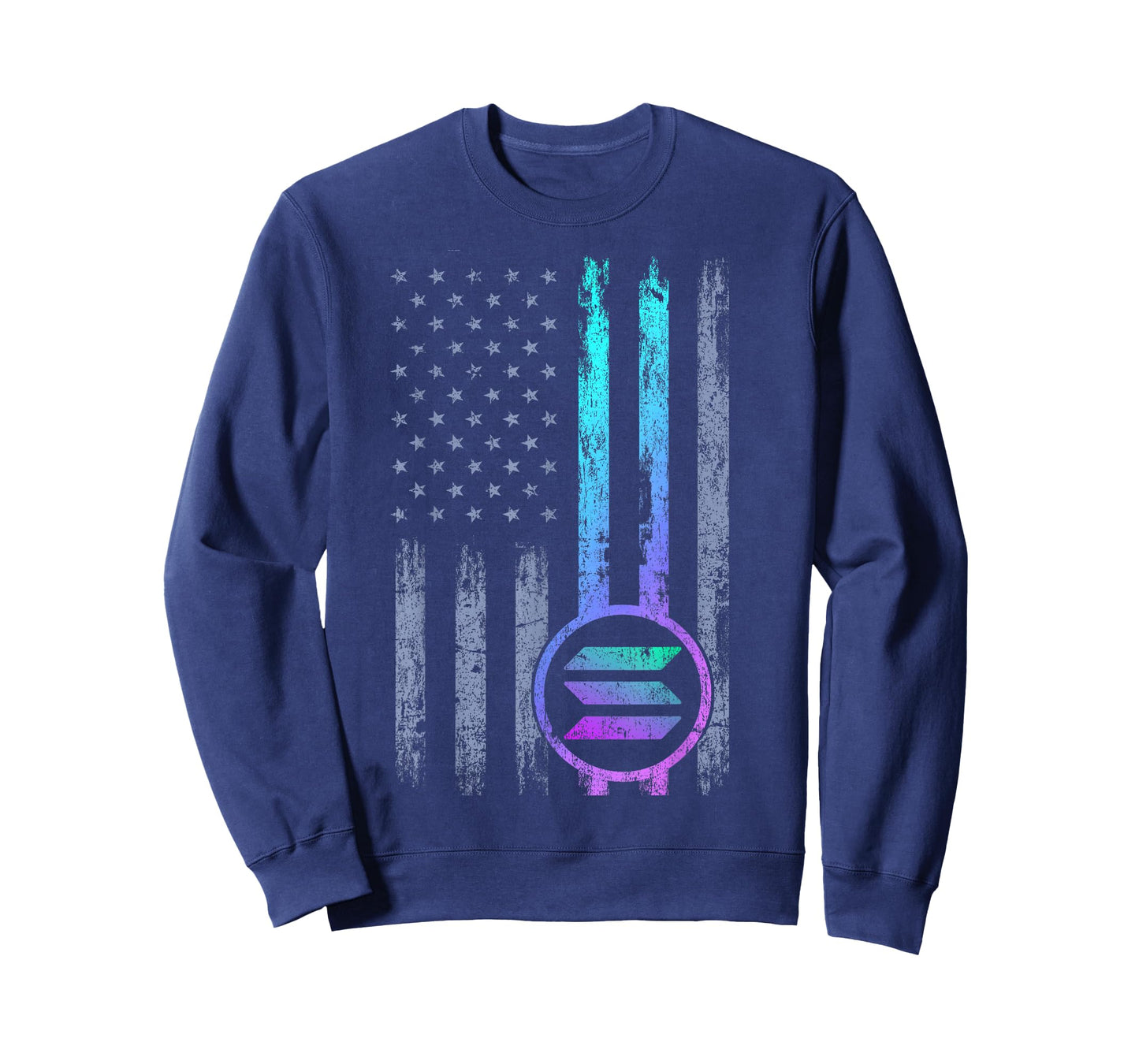 Solana Crypto Blockchain Solana Coin Distressed USA Flag T-Shirt