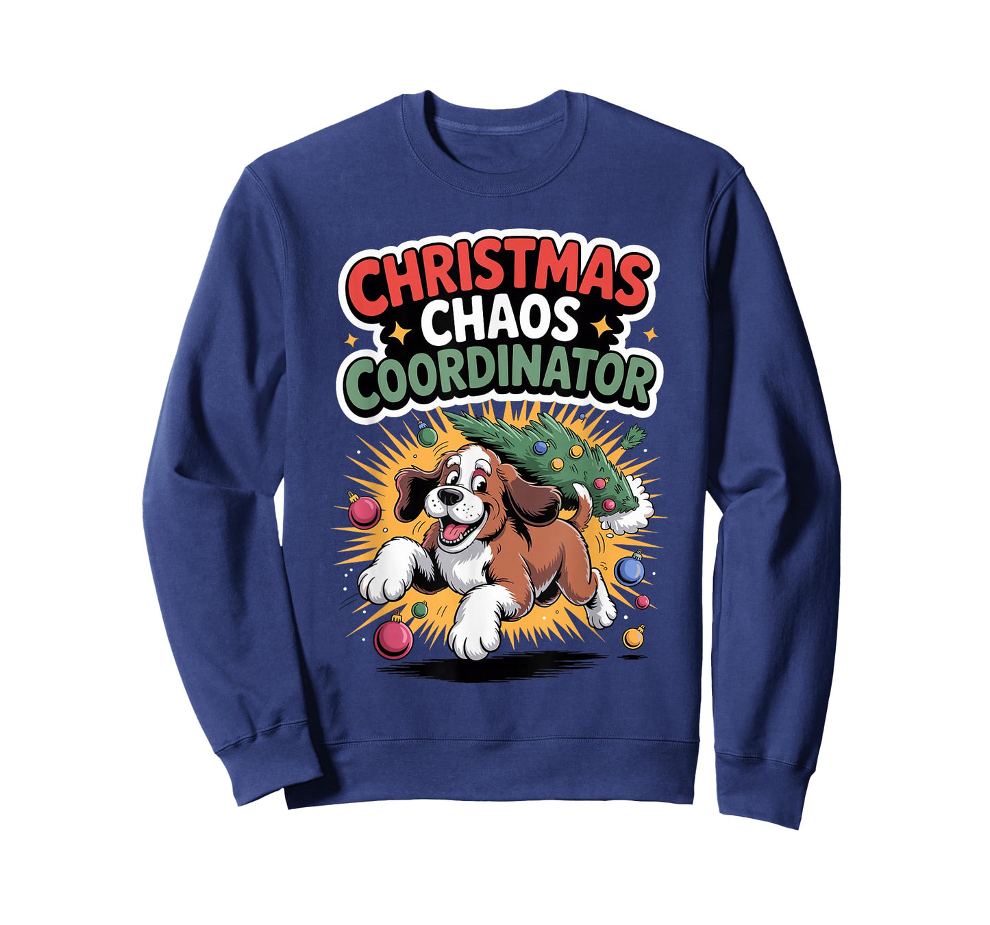 Christmas Chaos Coordinator Xmas Puppy Funny St Bernardoodle T-Shirt