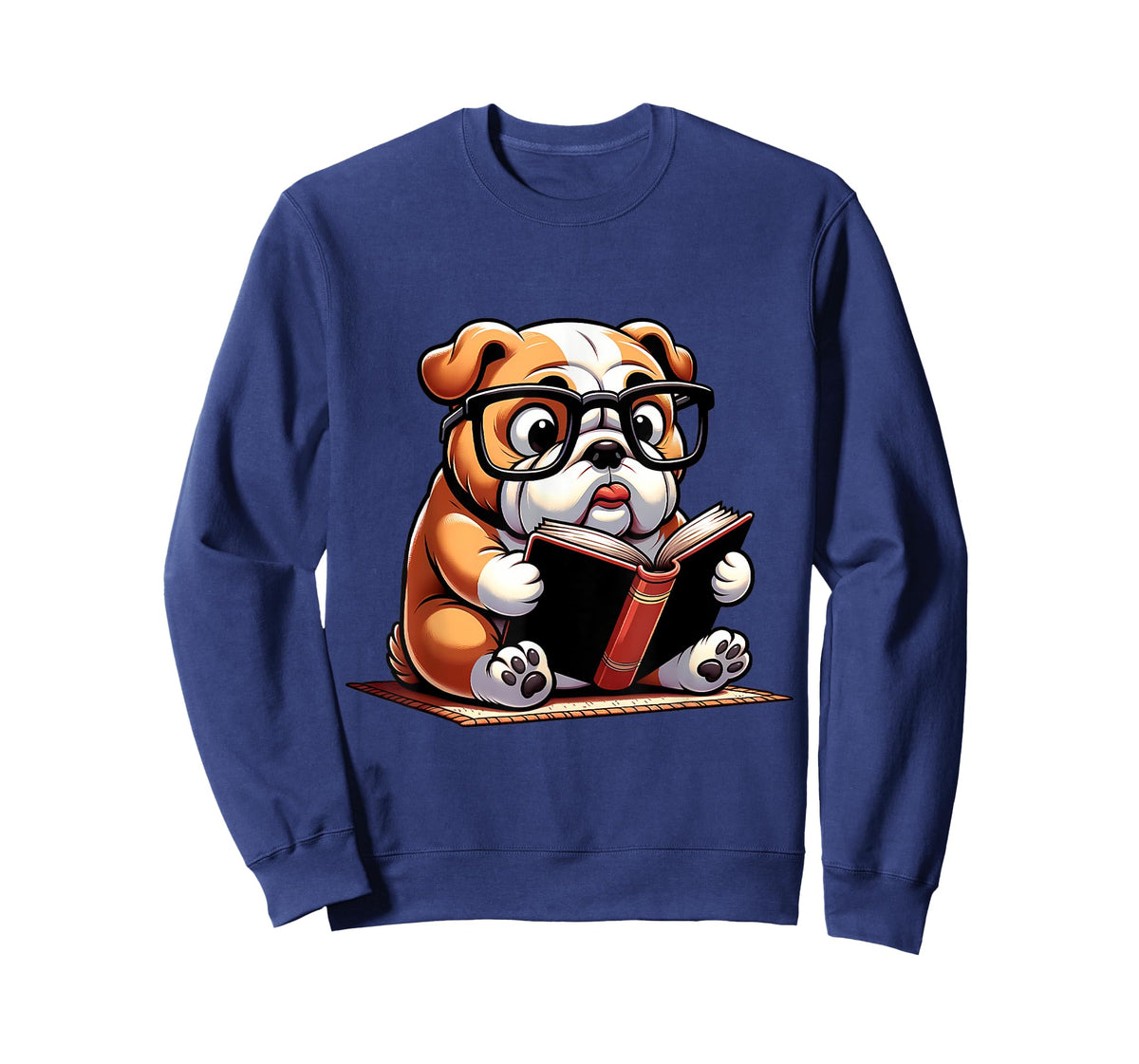 English Bulldog Reading a Book Dog T-Shirt for Men Women Girls Kids