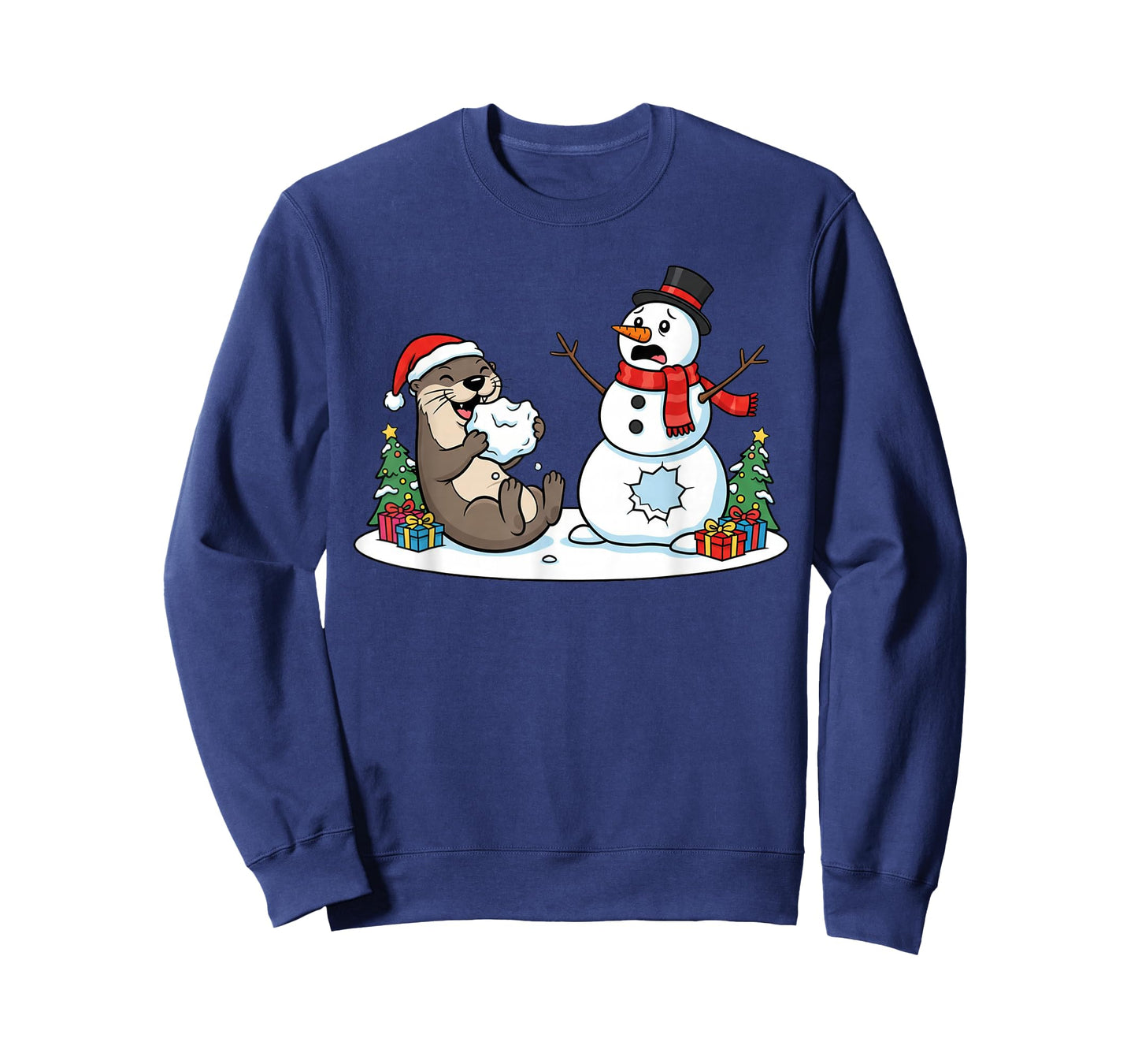 Funny Otter Snowman Christmas Tree Xmas Womens Mens Kids T-Shirt