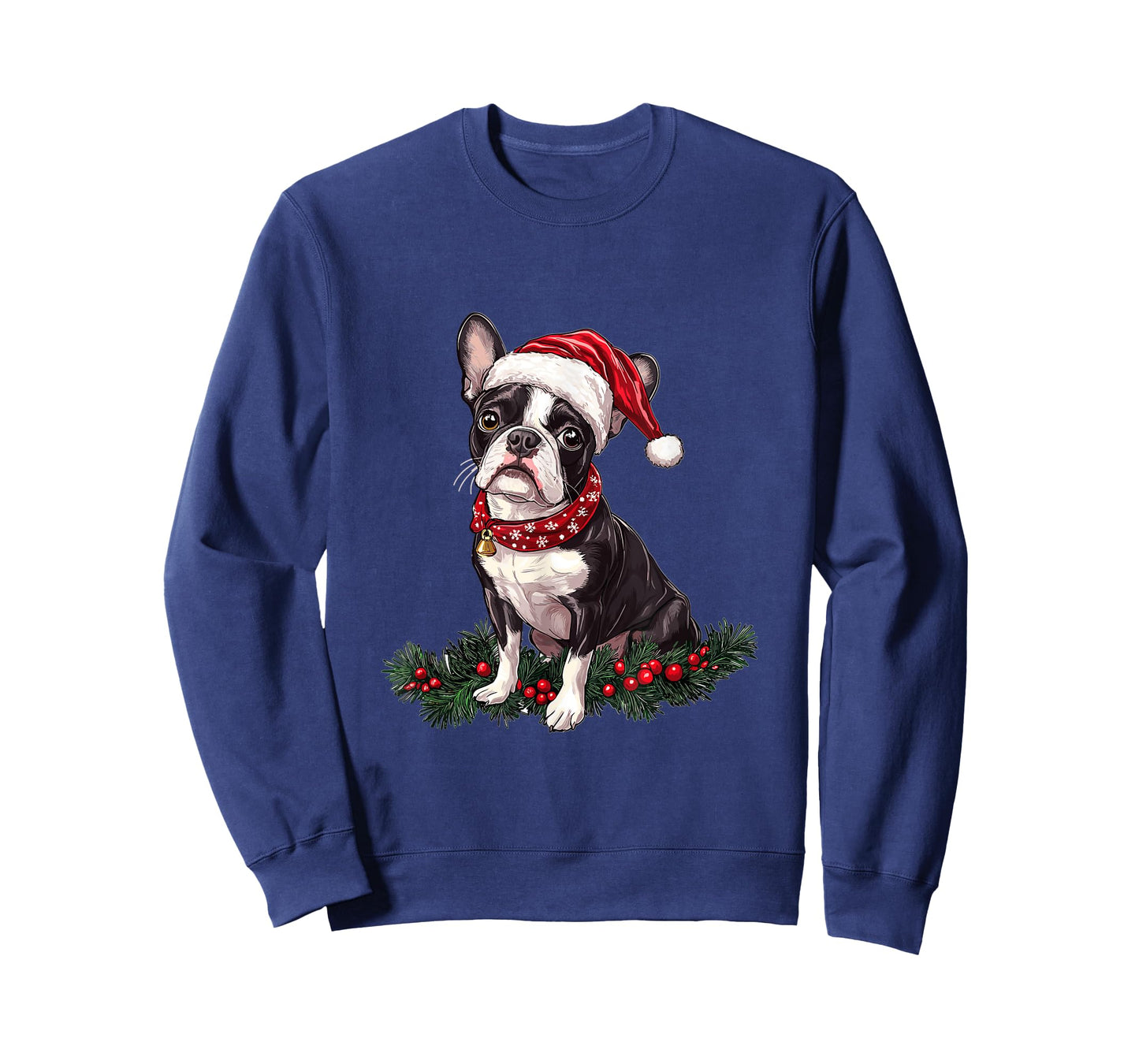 Cute Boston Terrier Dog Christmas Merry X-mas Graphic T-Shirt