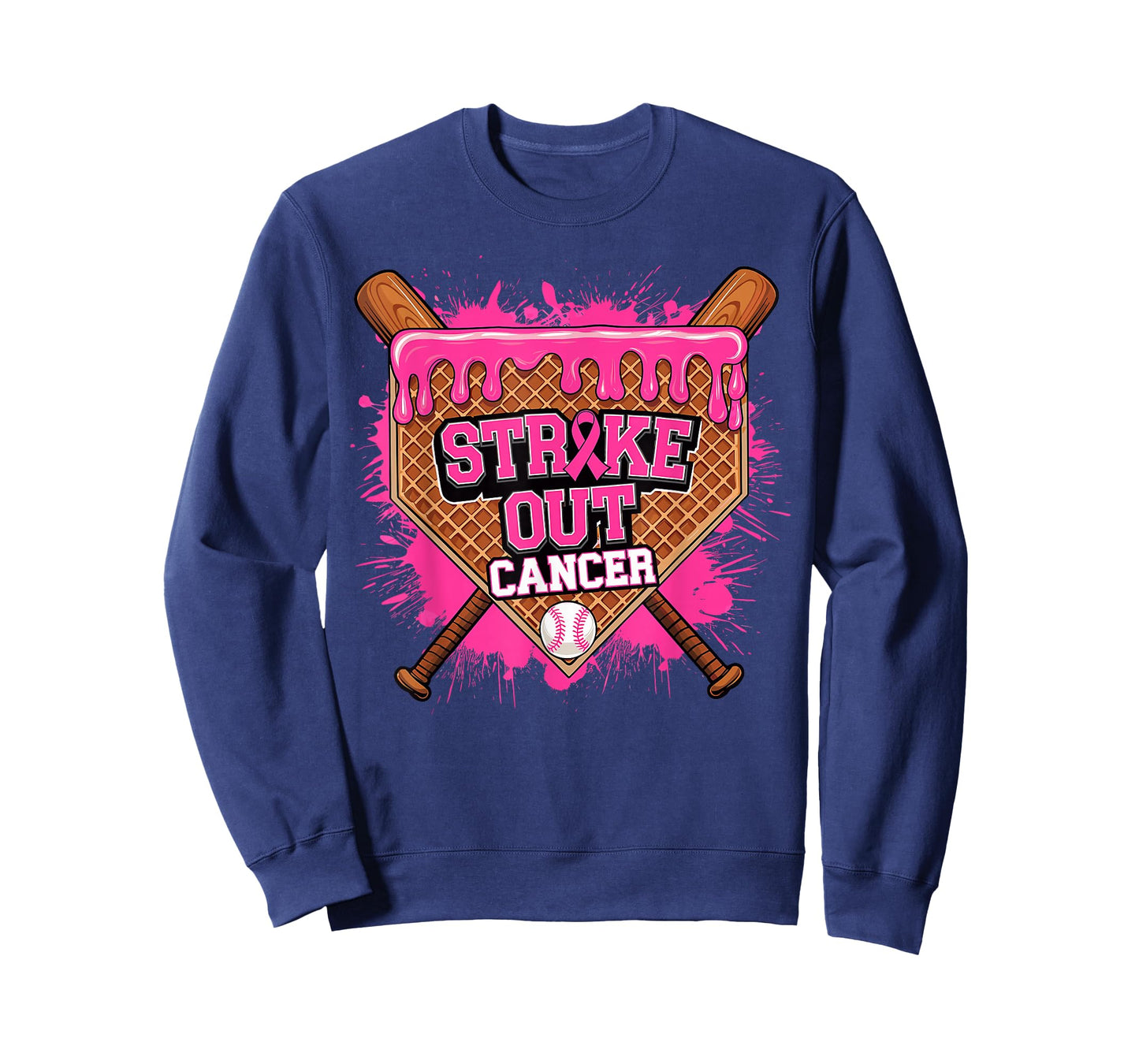 Strike Out Breast Cancer Warrior Baseball Drip Home Plate T-Shirt