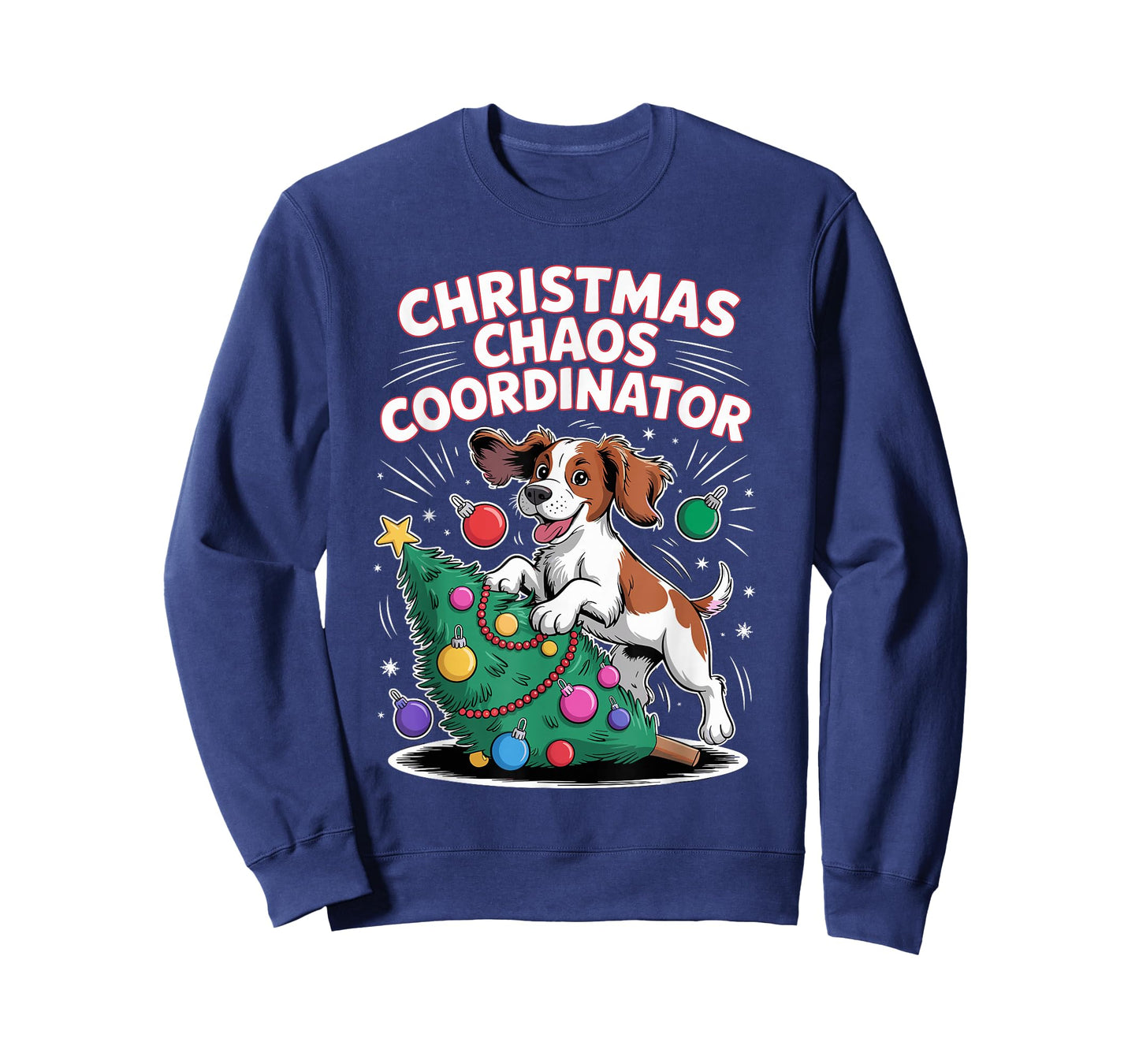Christmas Chaos Coordinator Xmas Dog Puppy Funny Brittany T-Shirt