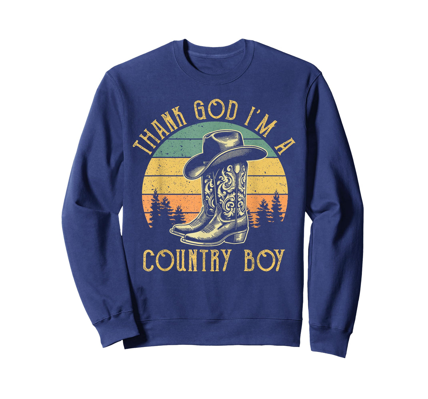 Thank God I'm A Country Music Boy Cowboy Western Retro T-Shirt