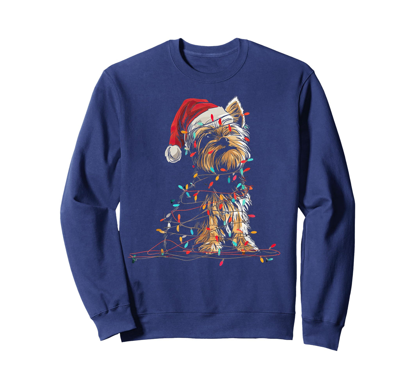 Funny Yorkshire Terrier Christmas Graphics Dog Lights Lover T-Shirt
