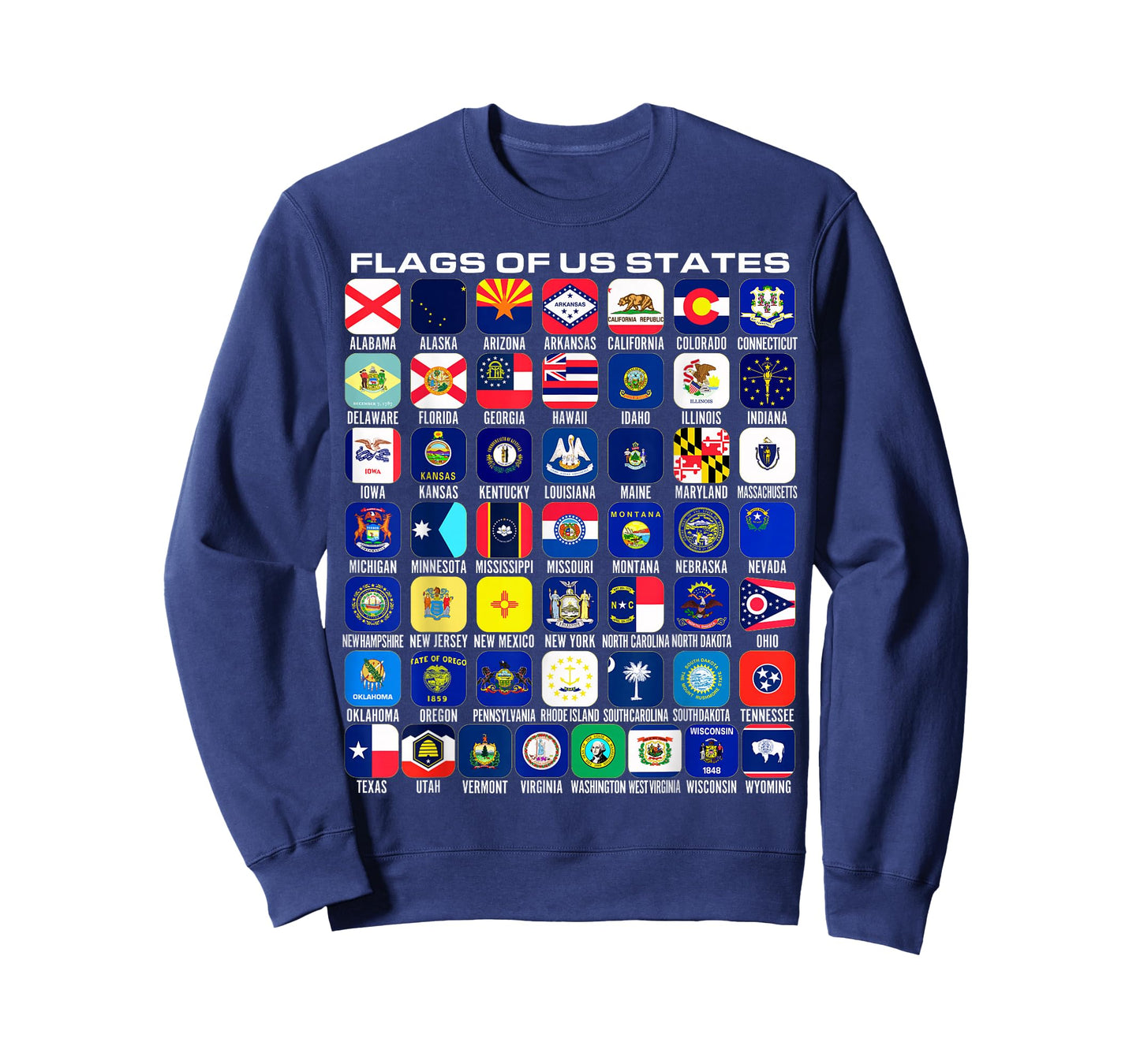 Flags of the U.S. States 50 Flags American Geography T-Shirt