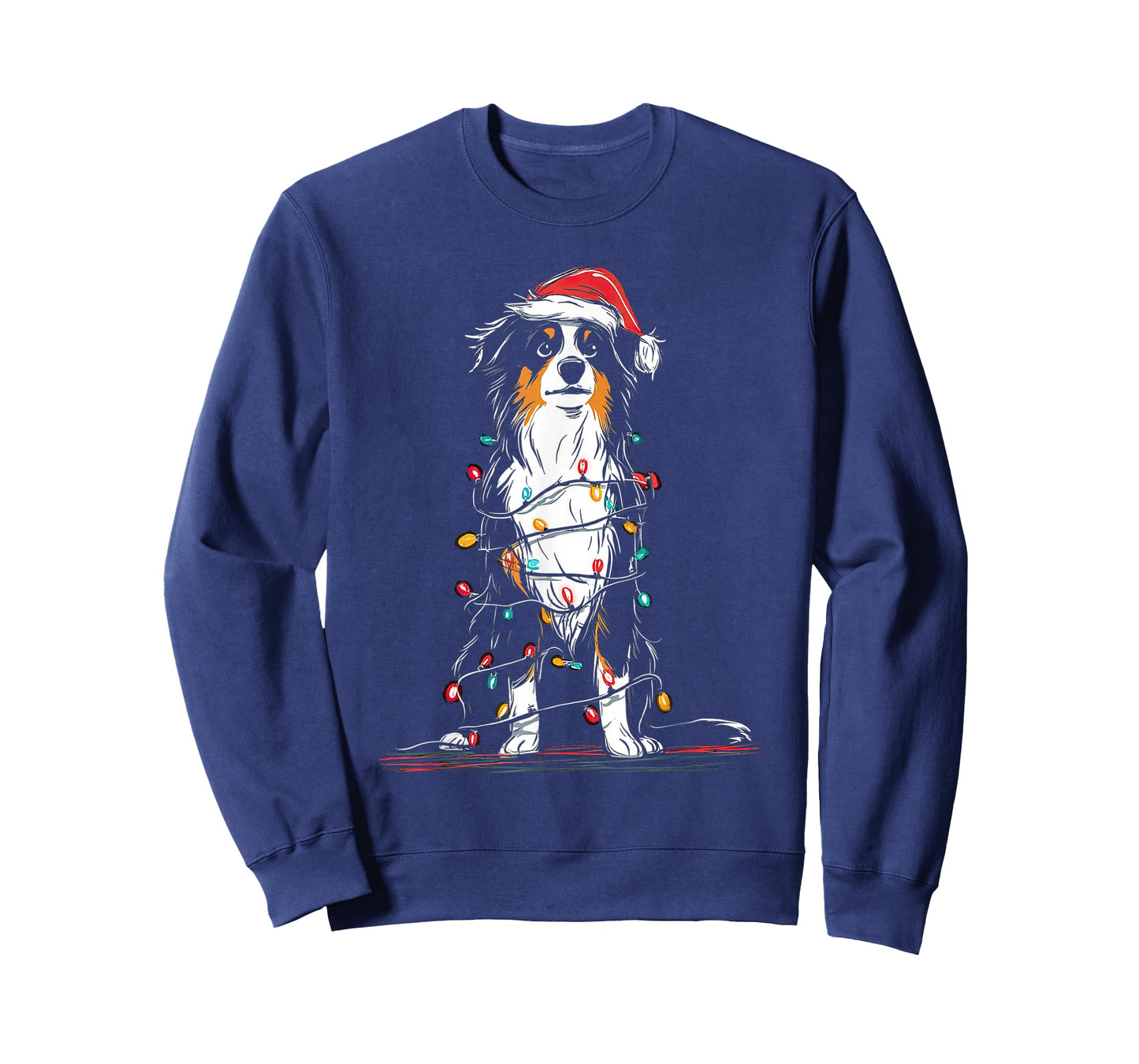 Australian Shepherd Christmas Graphics Dog Lights Aussie T-Shirt
