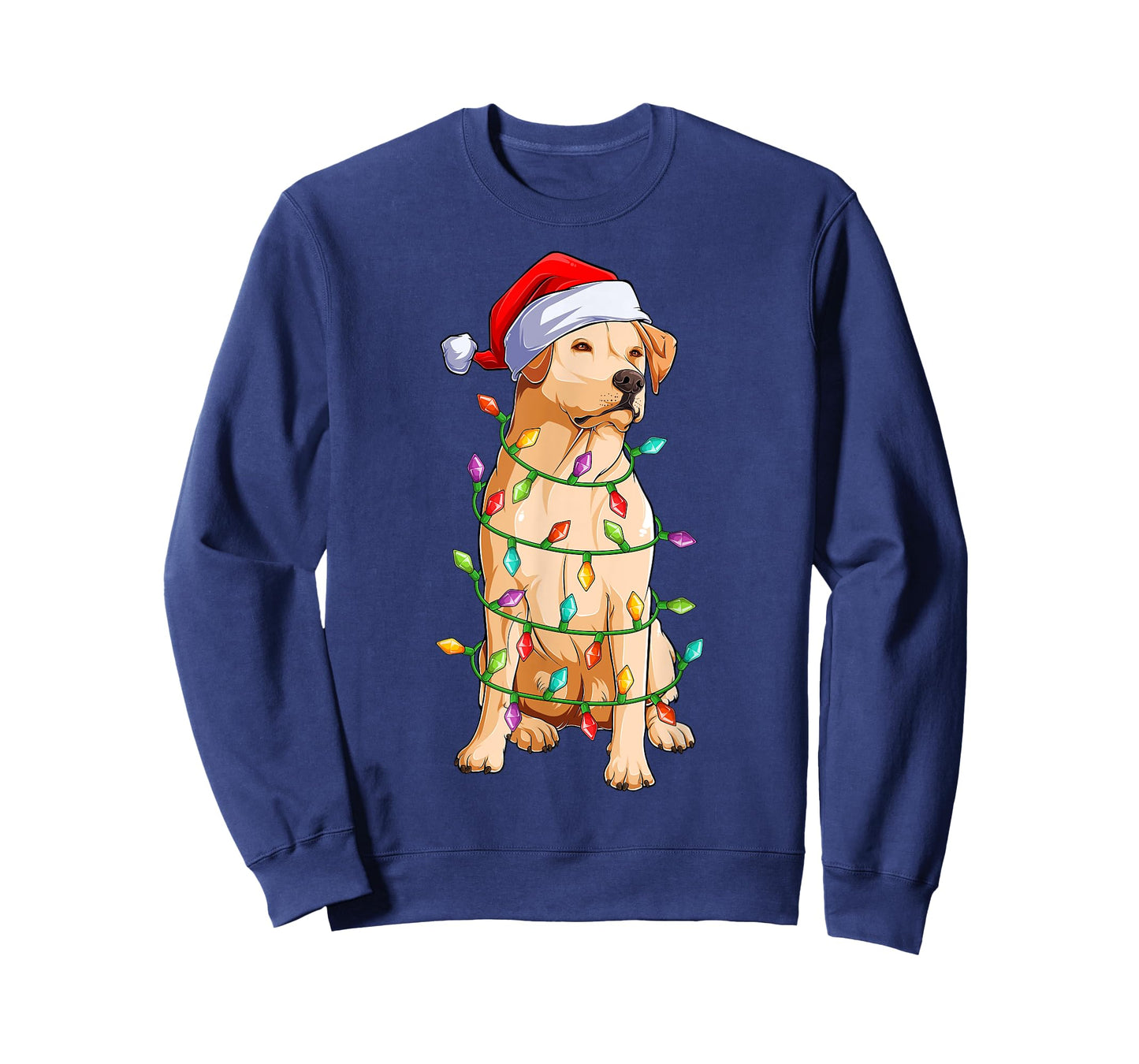 Xmas Lights Santa Hat Labrador Dog Christmas T-Shirt