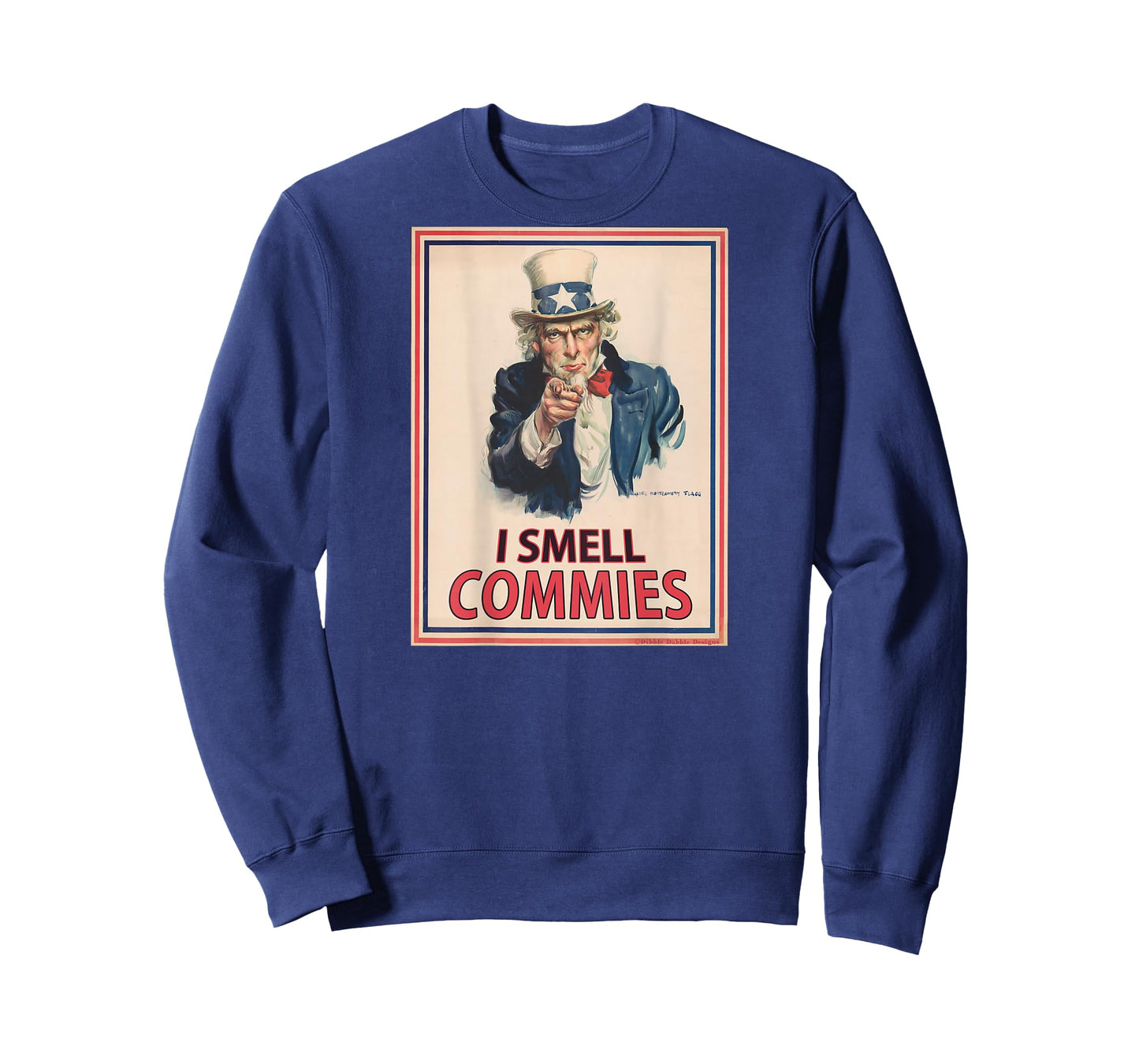 ON BACK Patriotic Conservative Uncle Sam - I SMELL COMMIES T-Shirt