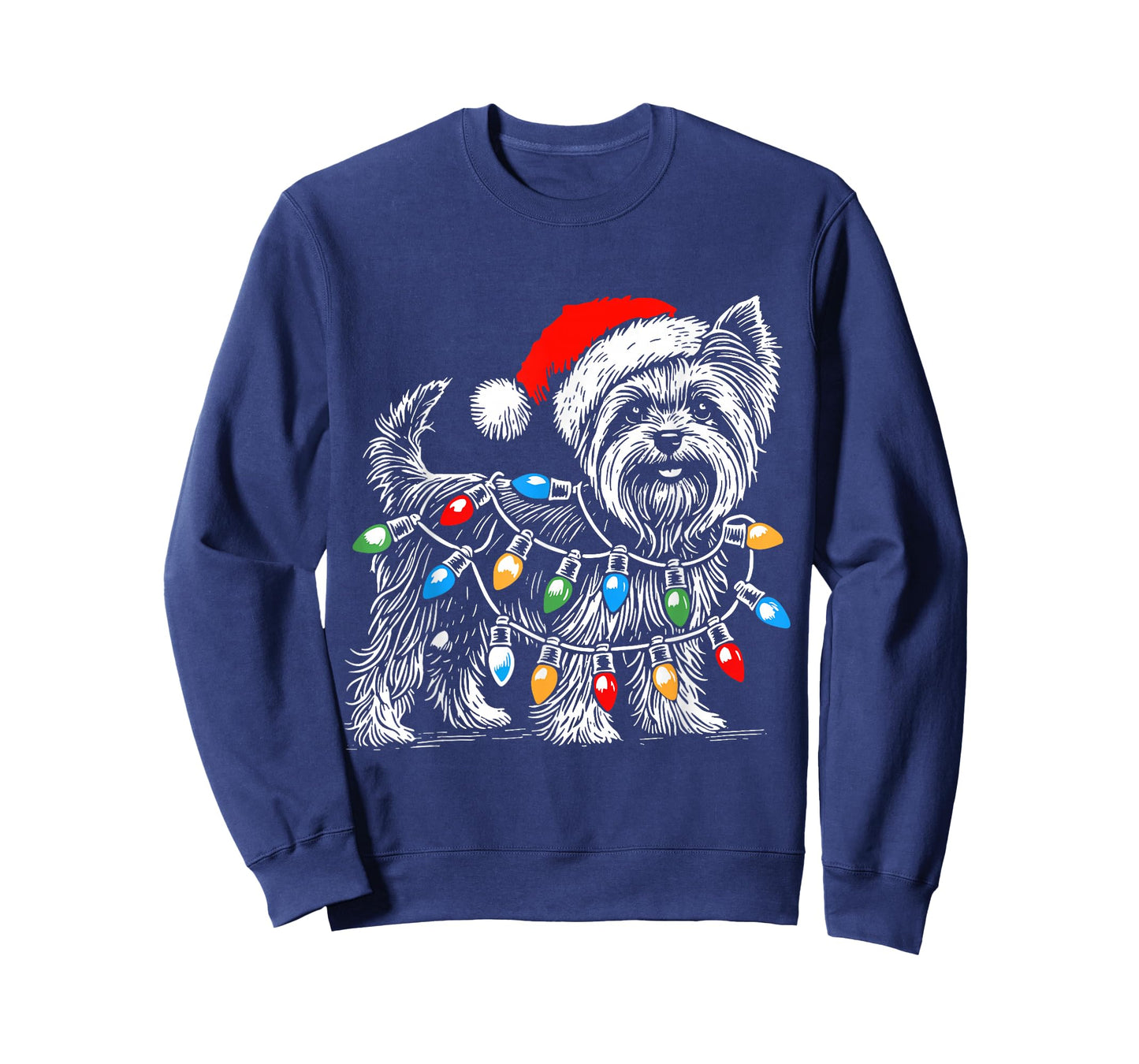 Yorkshire Terrier Christmas Lights Decorations Yorkie Dog PJ T-Shirt