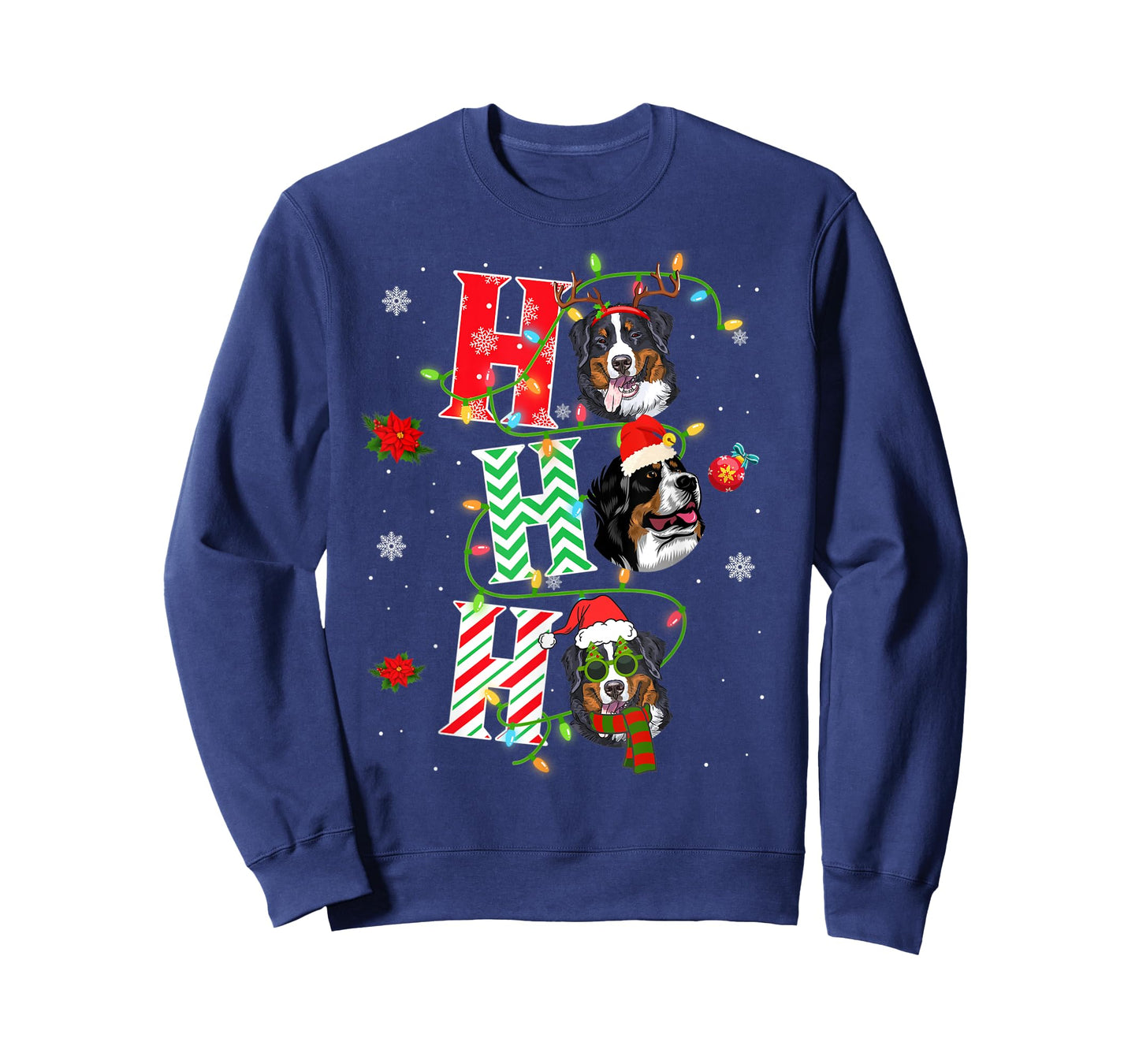 Christmas Ho Ho Ho Bernese Mountain Dog Funny Xmas Dog T-Shirt for Men Women Kids