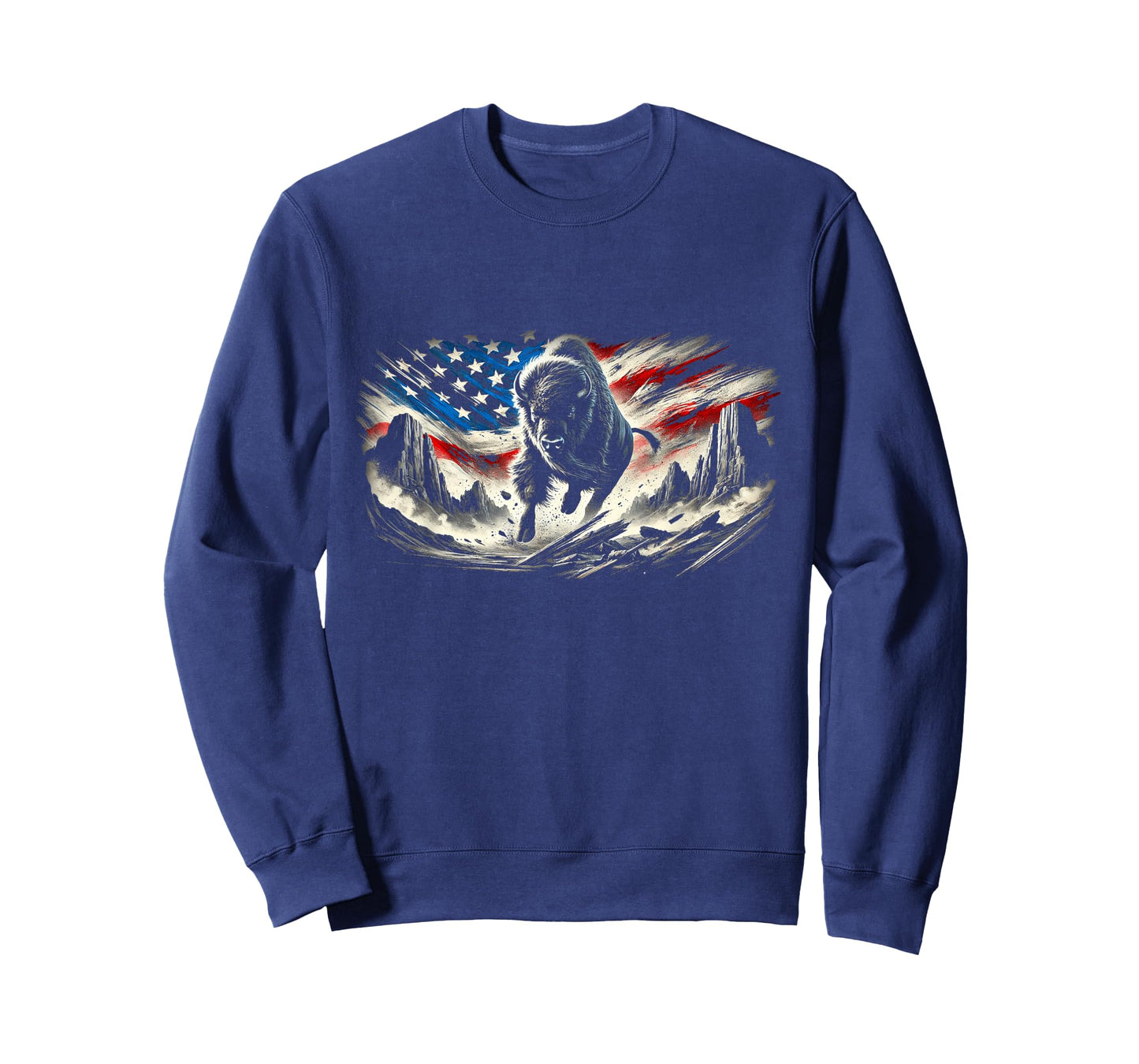 Western Buffalo American Bison USA Buffalo American flag T-Shirt