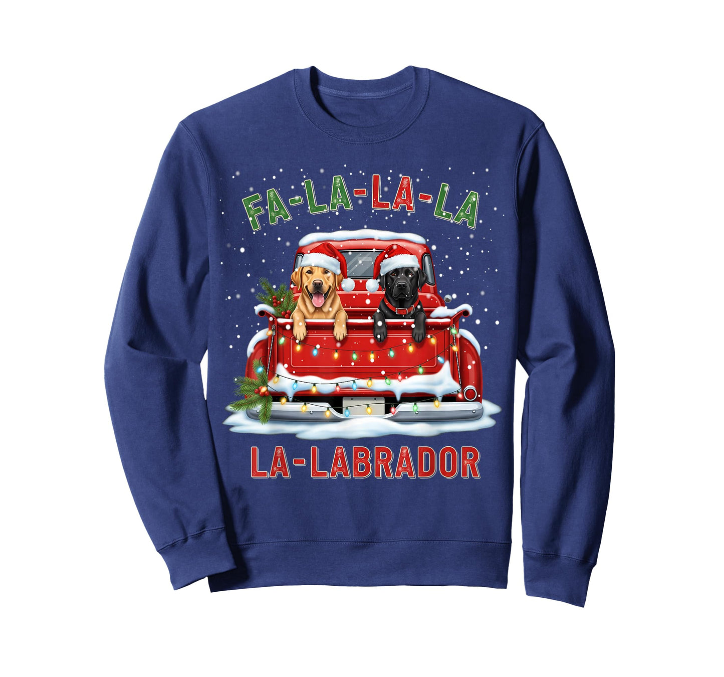 FA La La La Labrador Black Lab Christmas Dog Red Truck Xmas T-Shirt