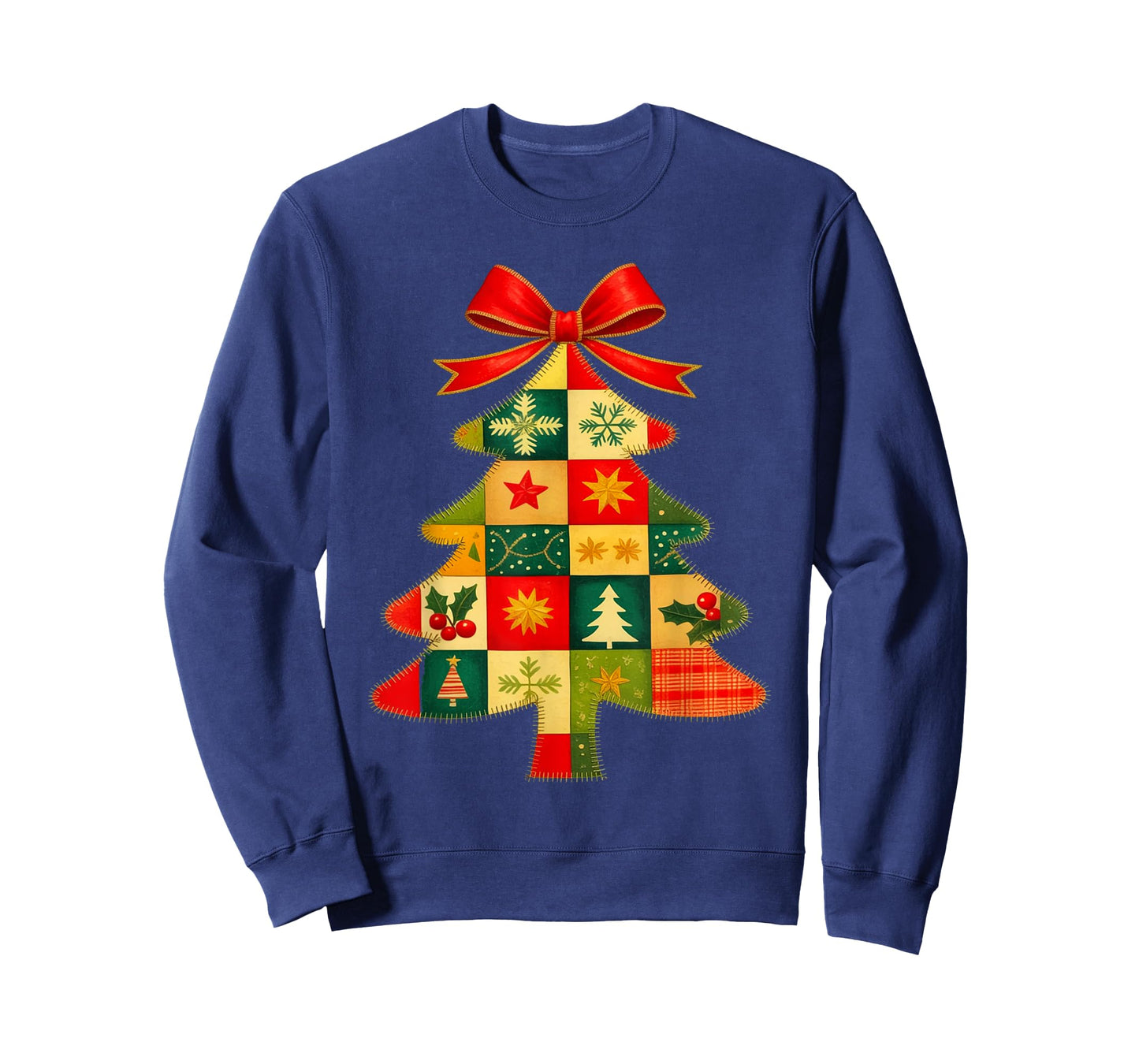 Family Christmas Patchwork Tree Holiday Xmas Vibes Men Women T-Shirt