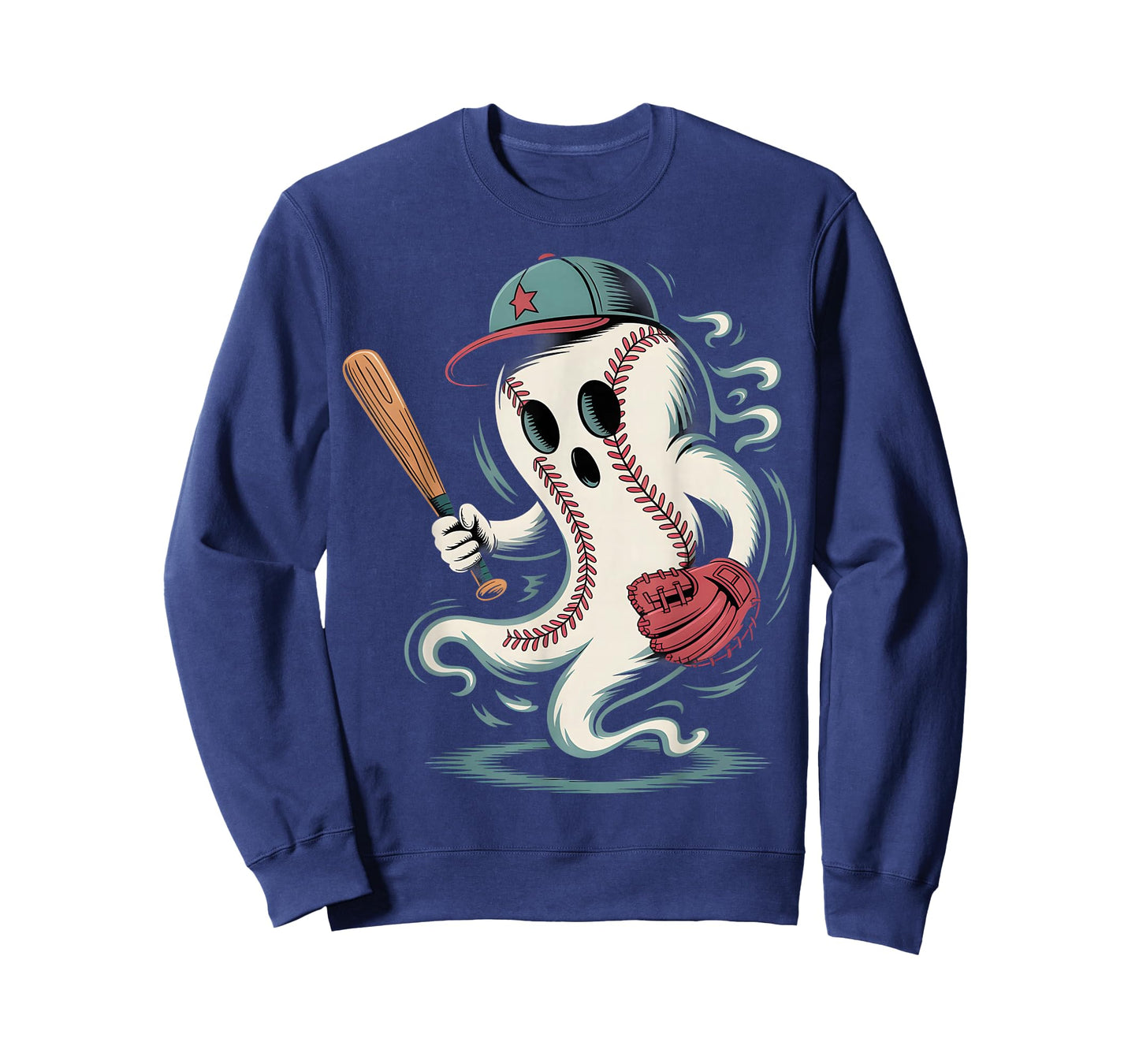Ghost Baseball Player Funny Halloween Sports Mashup T-Shirt