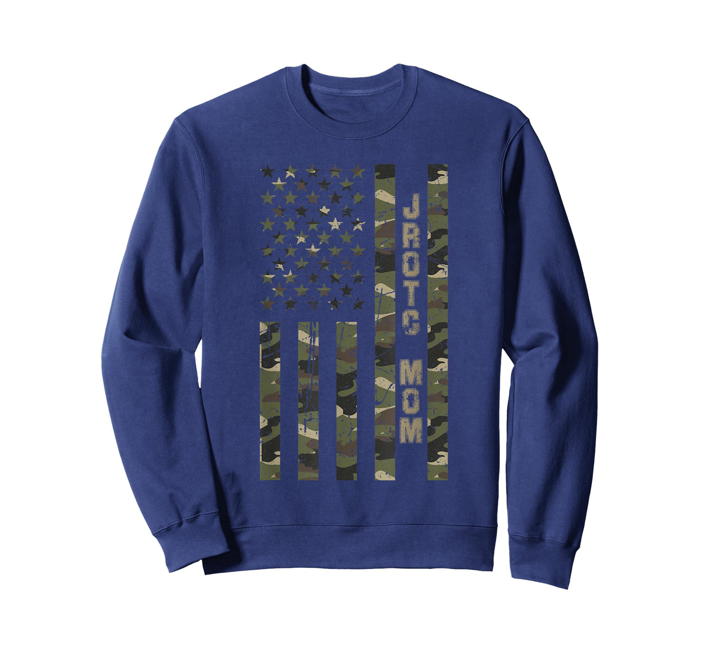 JROTC Mom United States Distressed Camo w US Flag T-Shirt