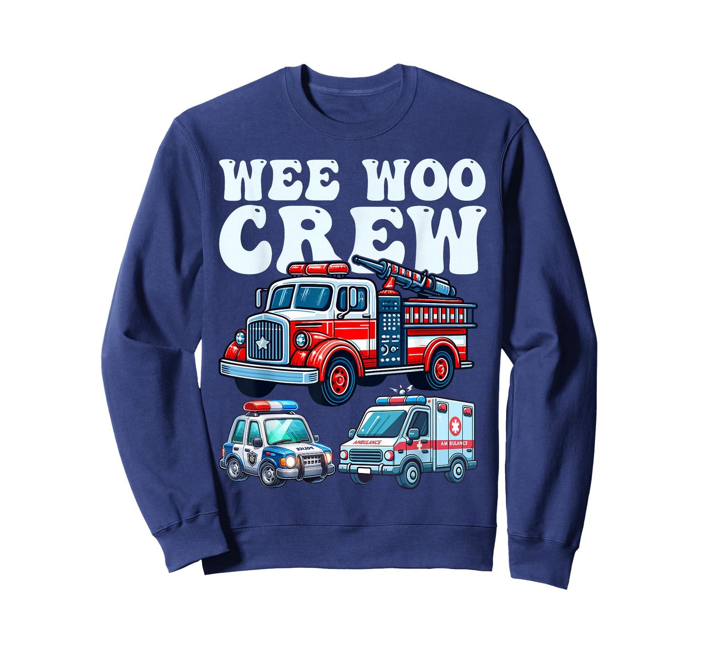funny Wee Woo Crew Ambulance Firetruck Police Car for Kids T-Shirt