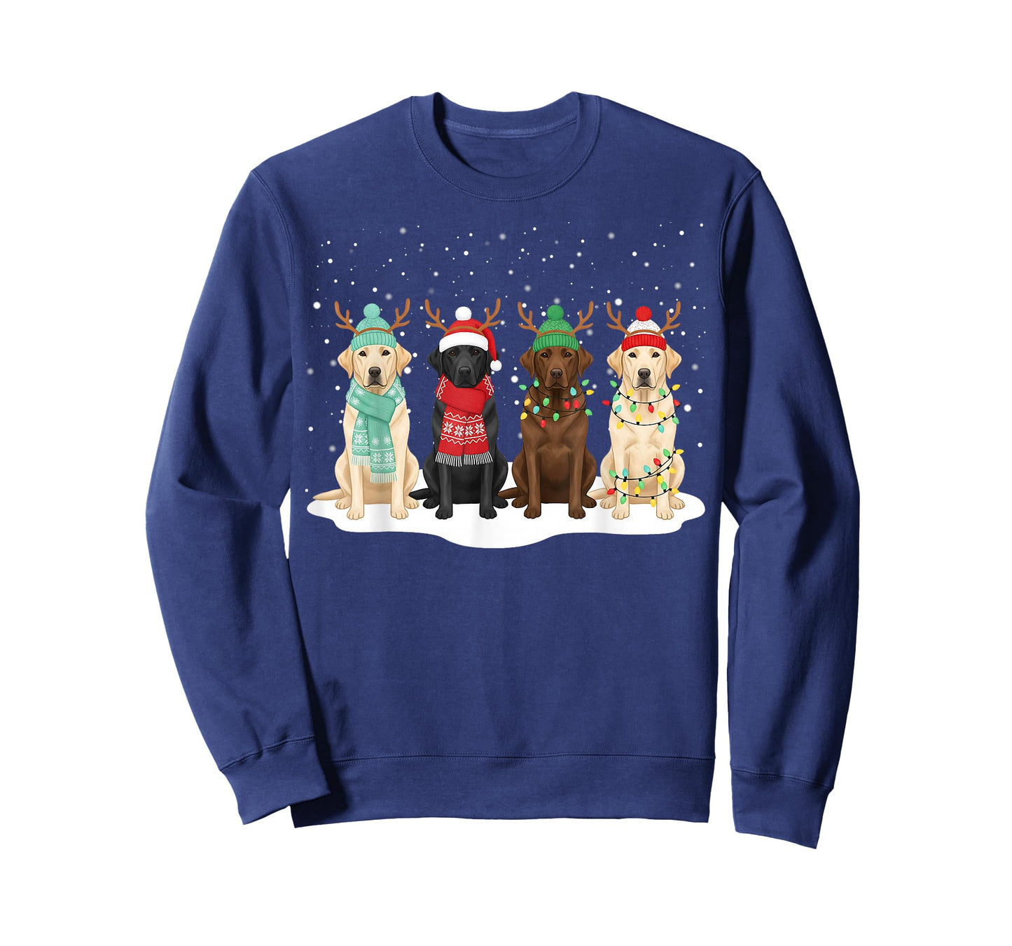 Black Lab Labrador Dog Christmas Crew Matching Family Xmas T-Shirt