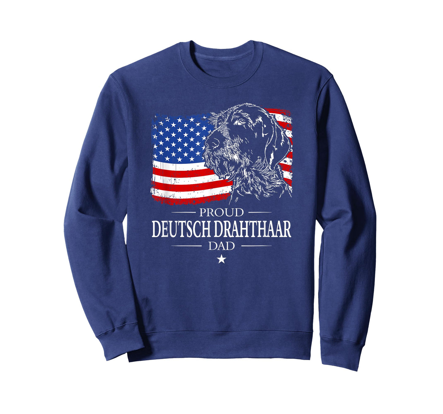 Proud Deutsch Drahthaar Dad American Flag patriotic dog gift T-Shirt for Men
