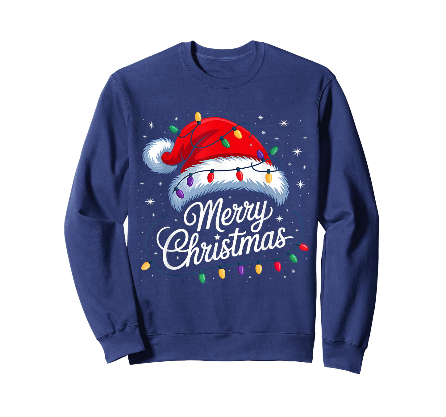 Merry Christmas Lights Red Santa Hat Xmas Family Men Women T-Shirt