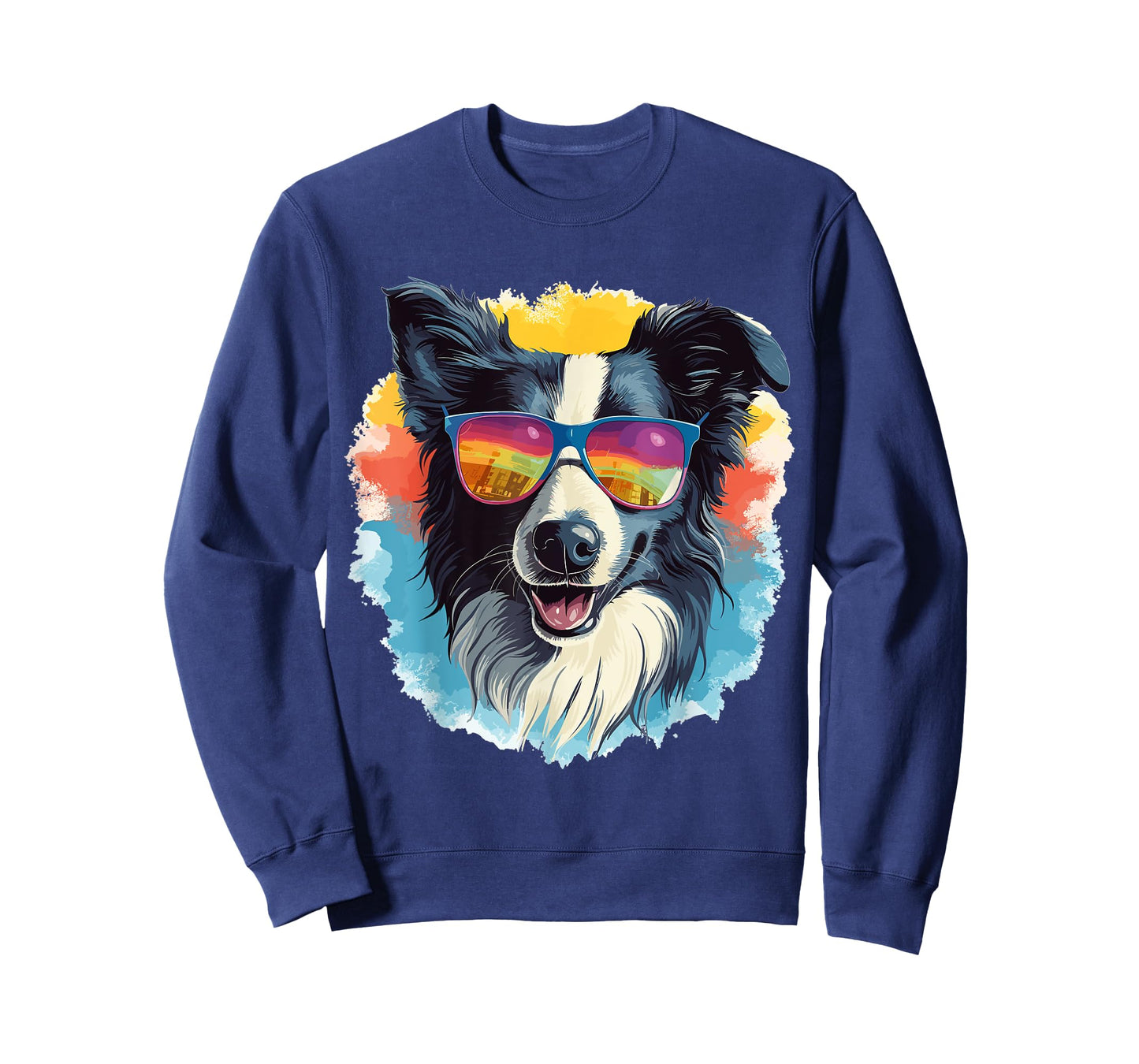 Border Collie Dog - Cute Graphic with Sunglasses Men Women Kids T-Shirt