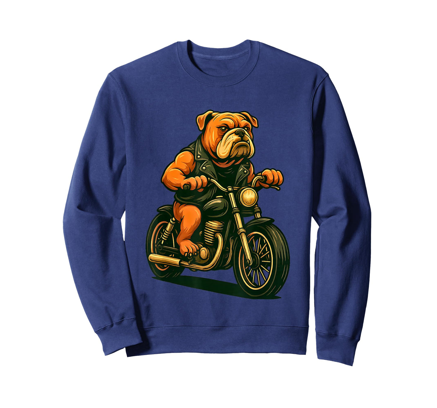Biker Bulldog Motorcycle Dog Wearing Leather Vest T-Shirt