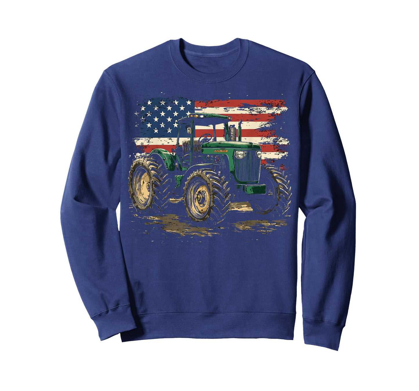 Vintage Green Tractor American Flag Pride T-Shirt