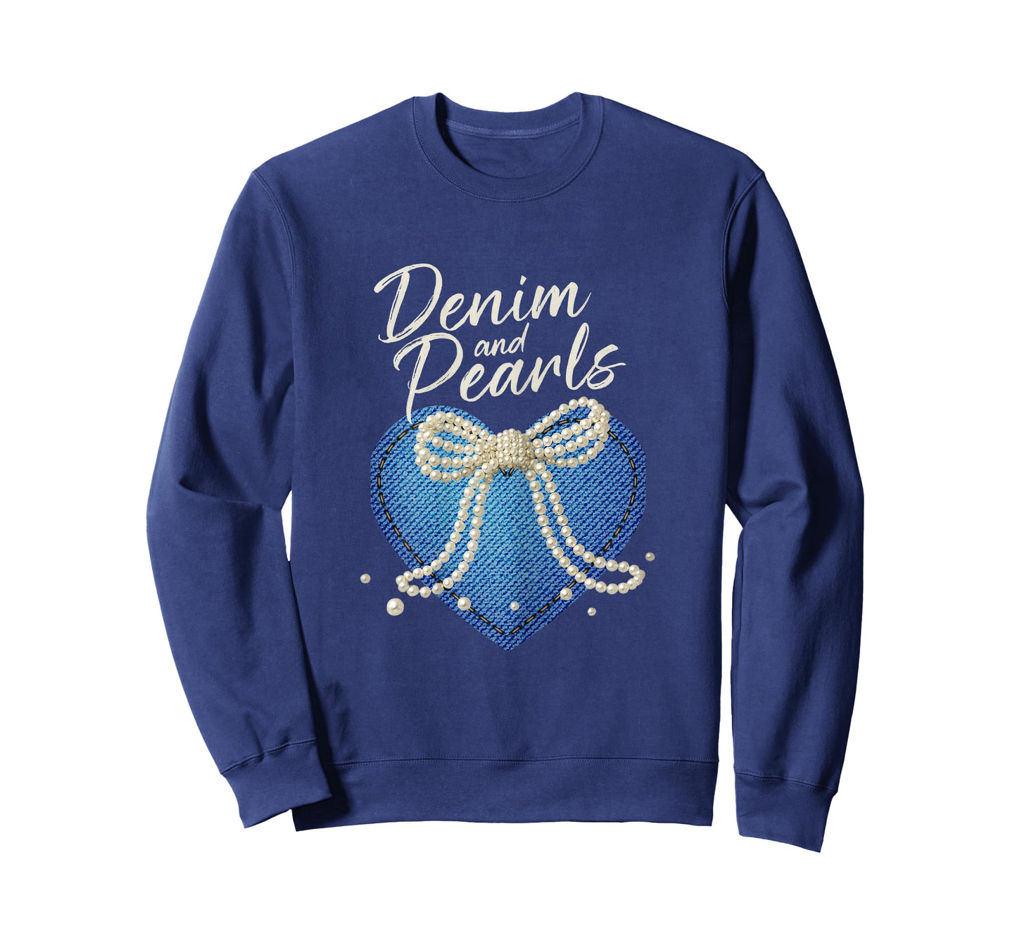 Denim and Pearls Heart Country Western Fashion for Women's T-Shirt