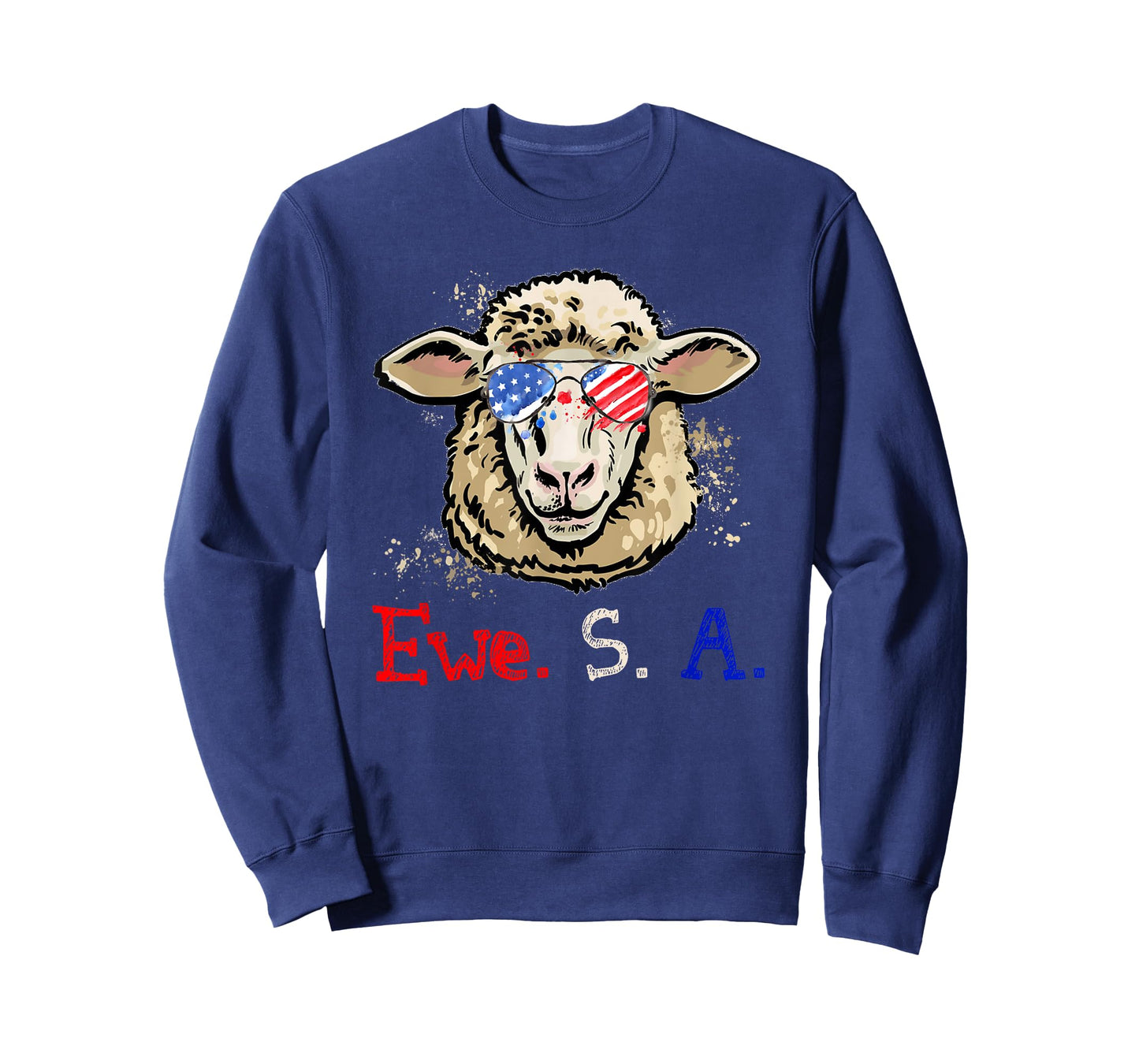 Funny Sheep Ewe S A USA Flag Sunglasses Farm Women Kids Men T-Shirt