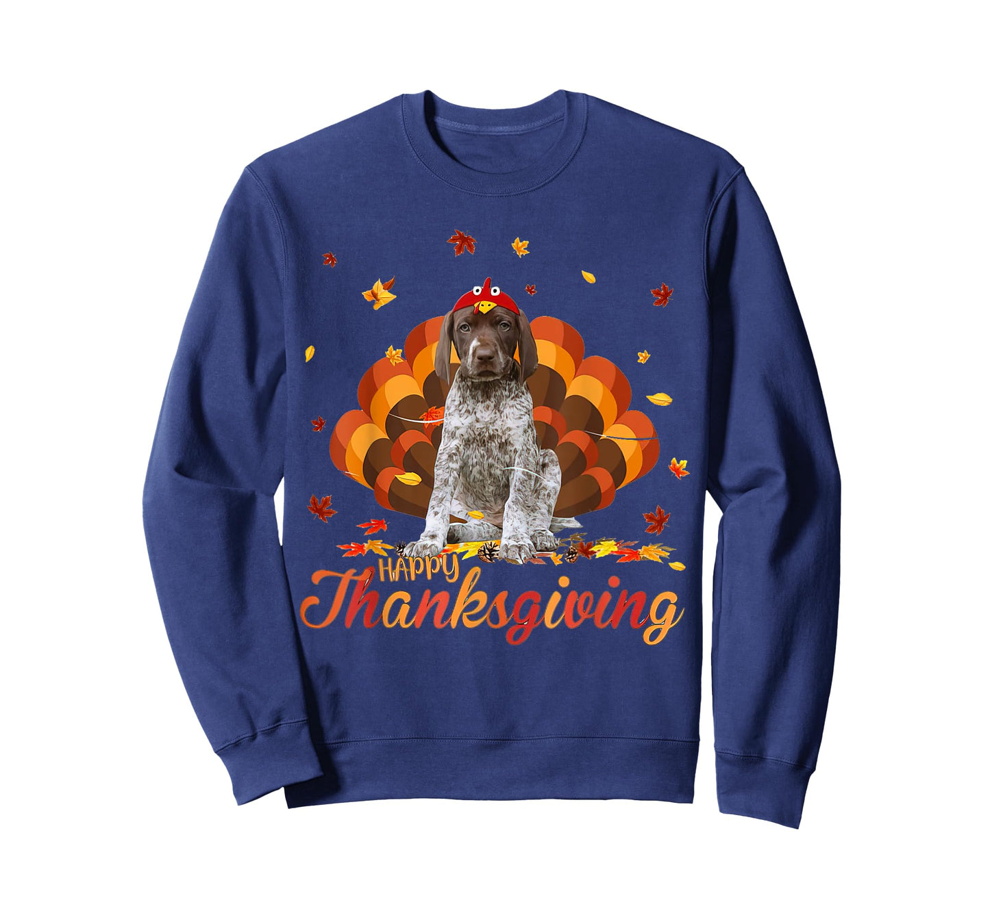 Cute German Shorthaired Pointer Happy Thanksgiving Turkey T-Shirt