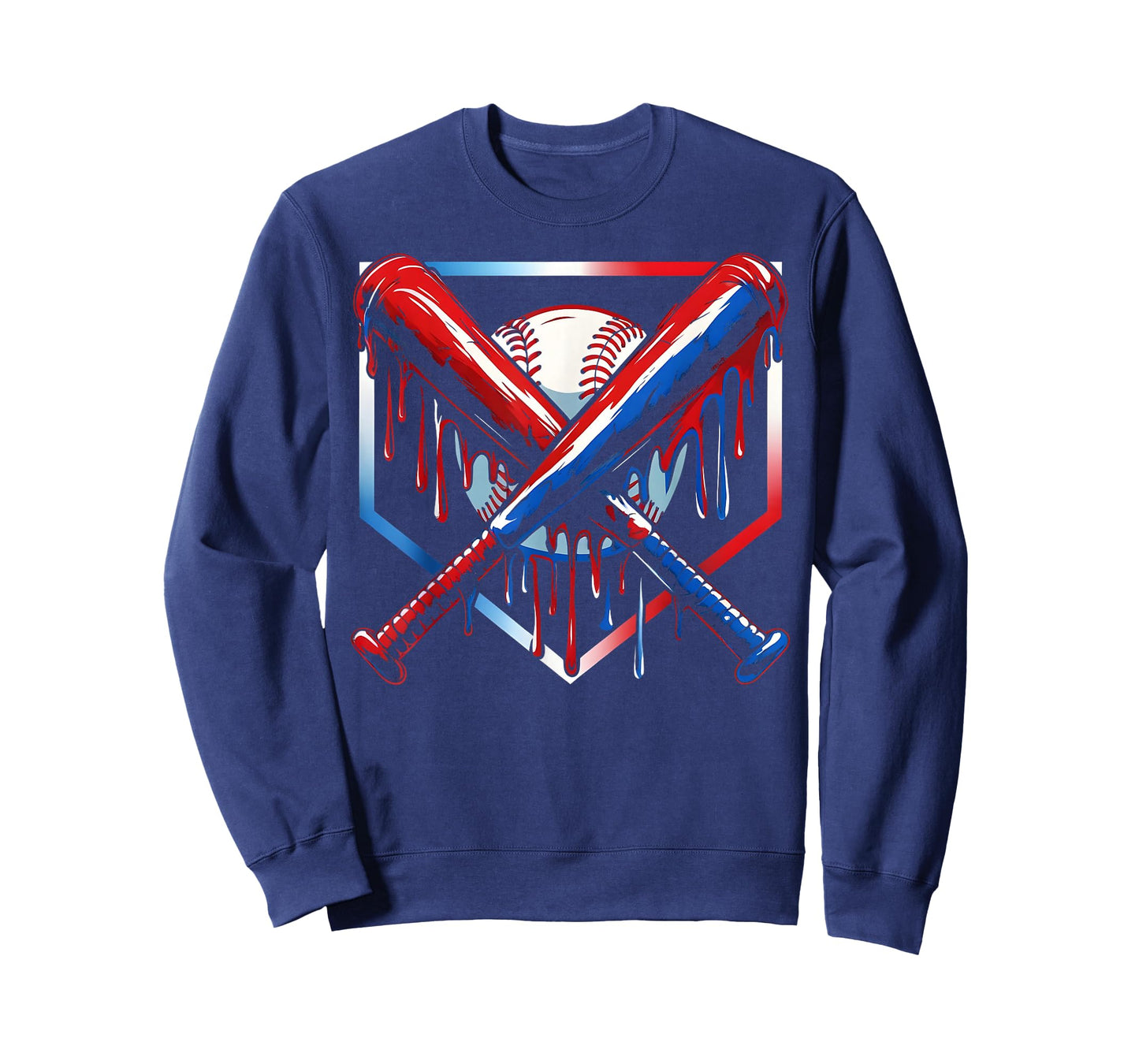 Baseball Ice Cream Drip Youth 4th Of July Red White And Blue T-Shirt