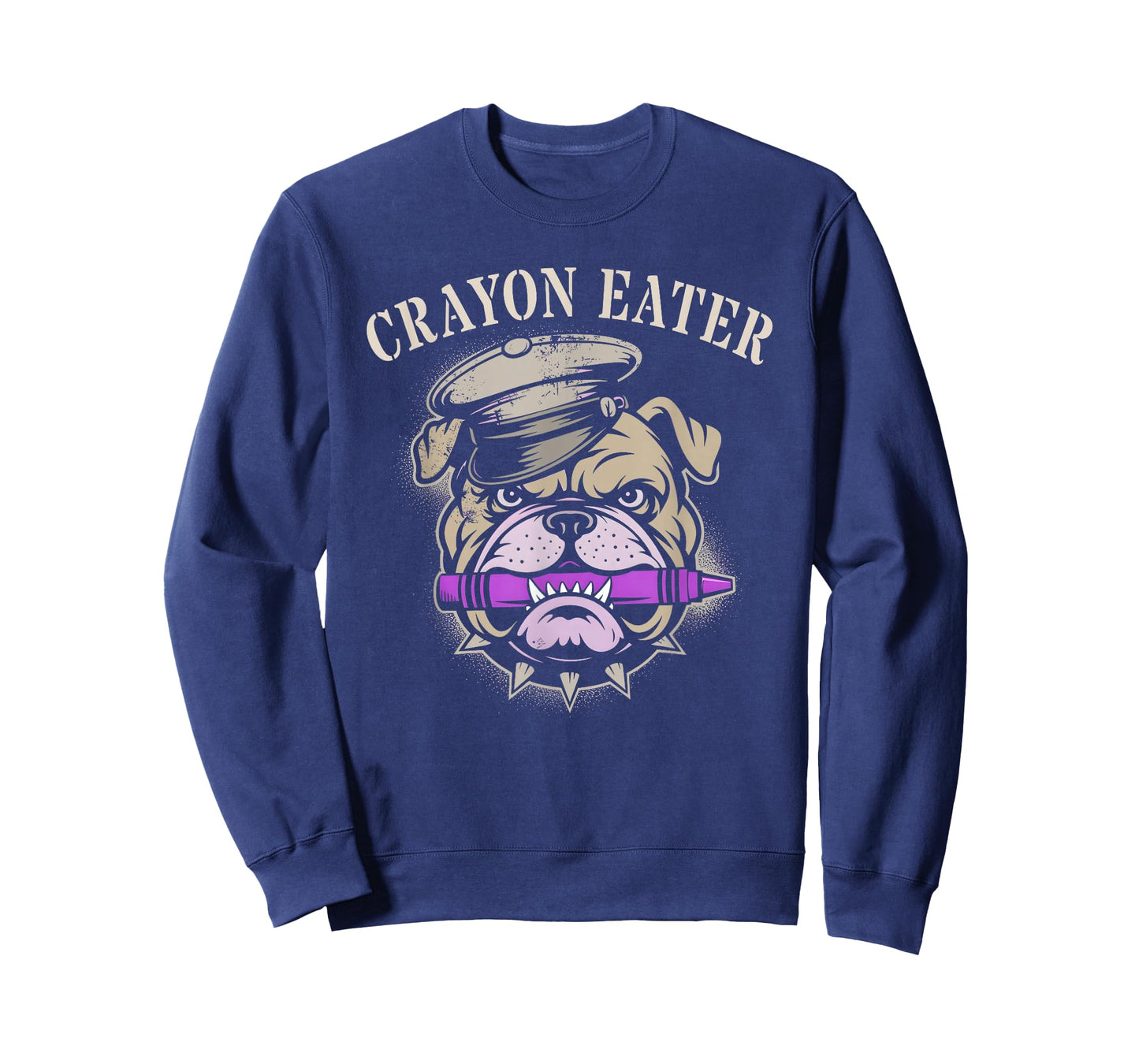 Funny Crayon Eater Bulldog Grumpy Old Veterans Military Joke T-Shirt