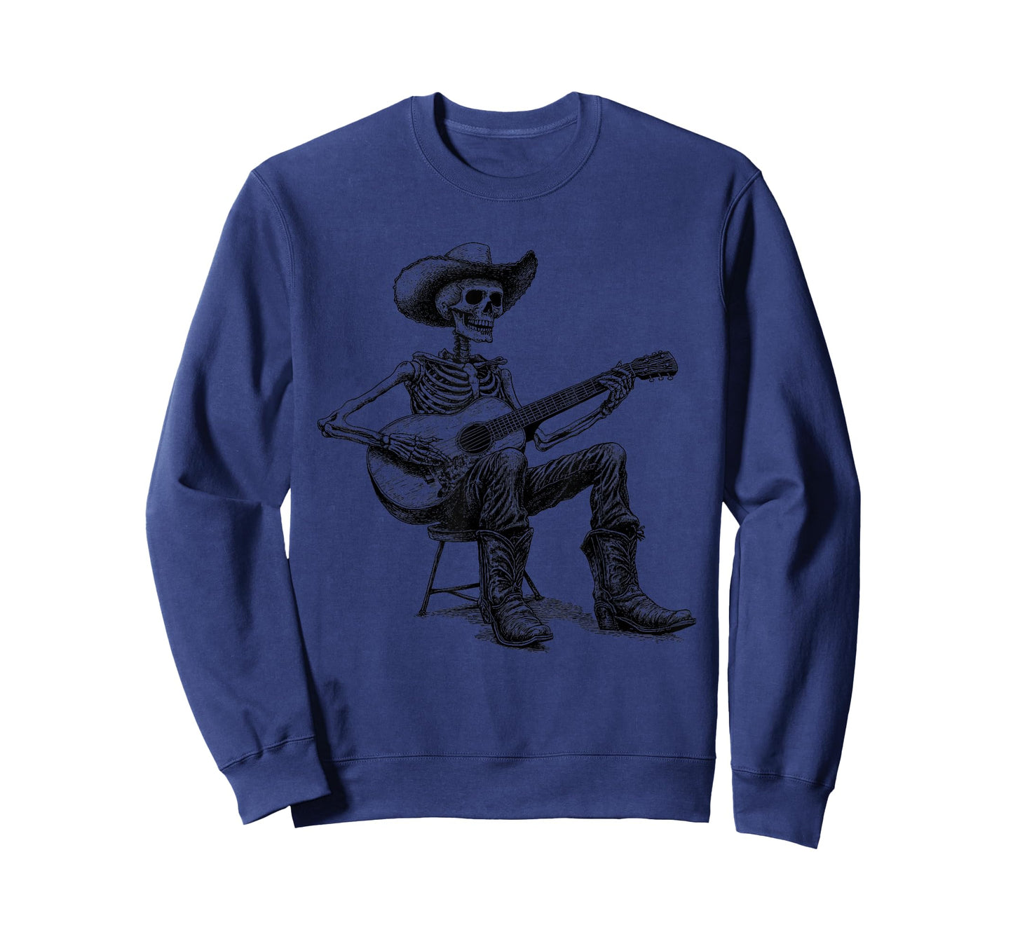 Vintage Western Cowboy Skeleton Playing Guitar Country Music T-Shirt