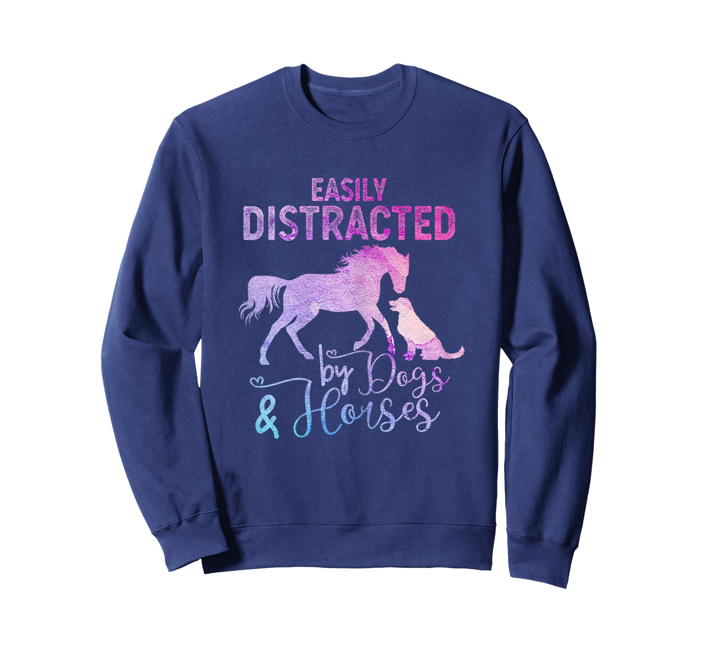 Funny Horse Women Girls Easily Distracted By Dogs & Horses T-Shirt