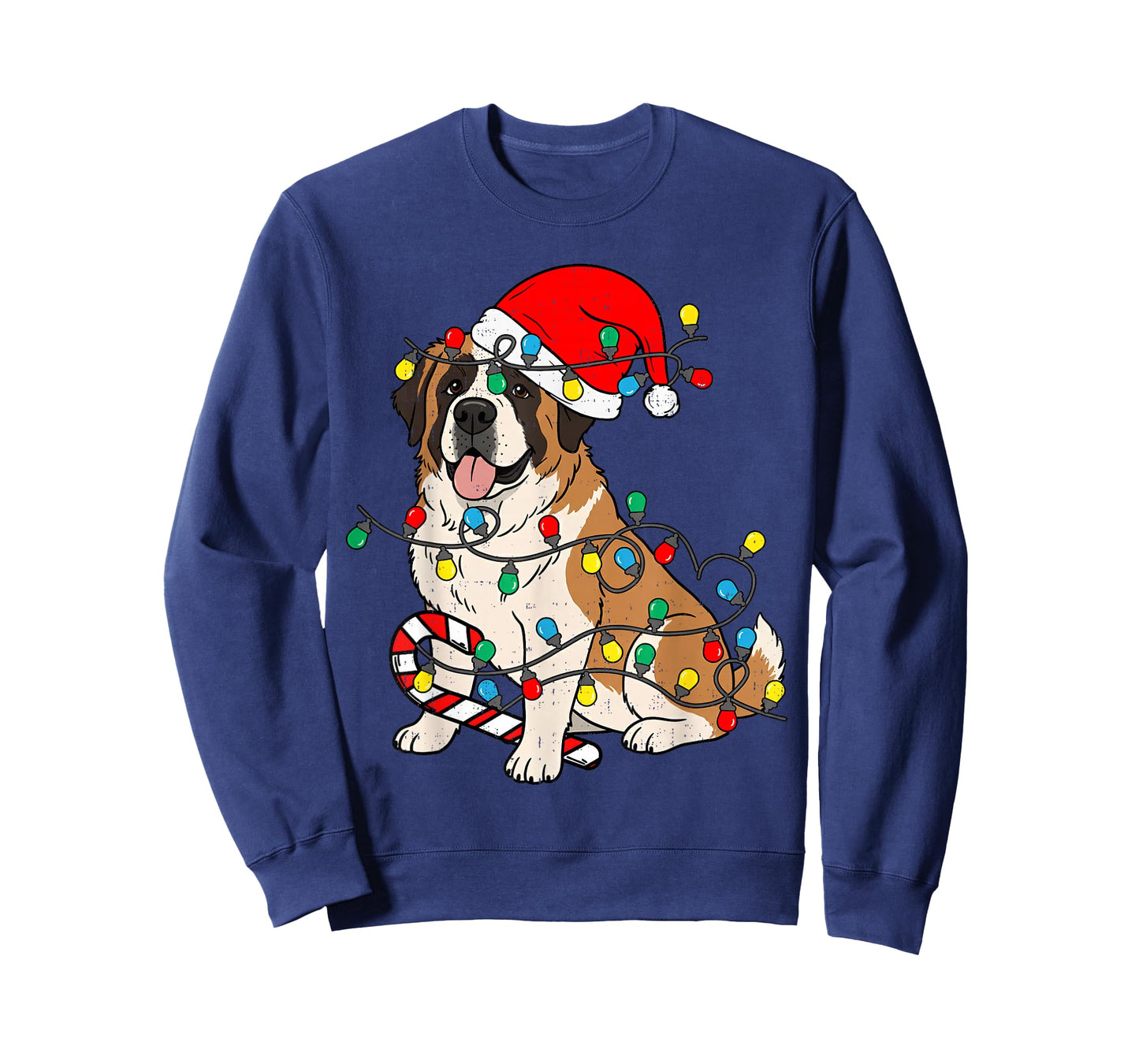Saint Bernard Dog Christmas Lights Santa Xmas Pet Dog Lover T-Shirt