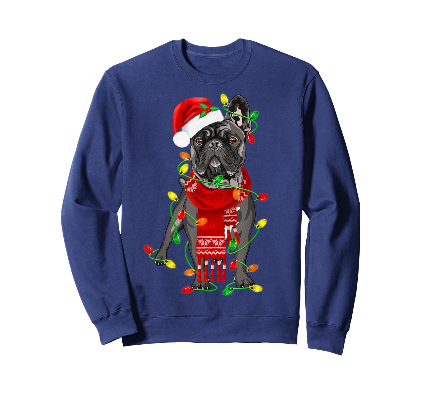 Funny French Bulldog Dog Tree Christmas Lights Xmas Pajama T-Shirt