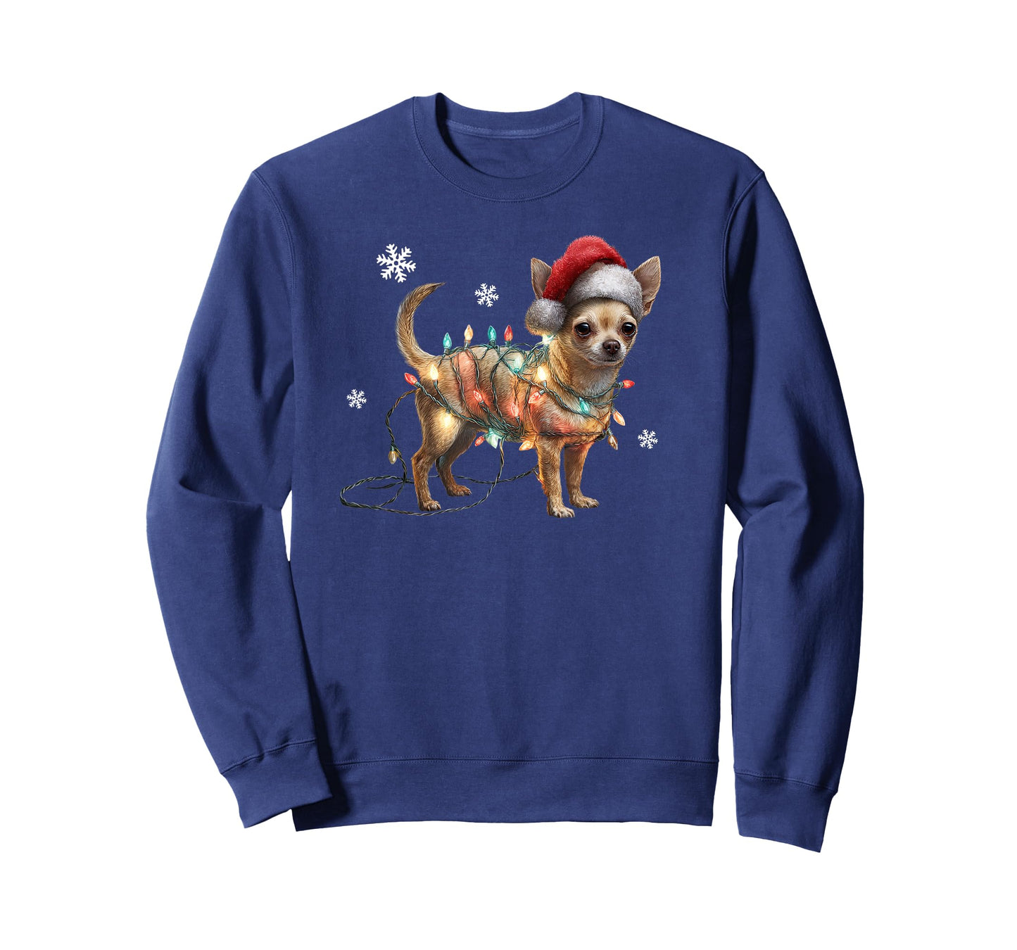 Funny Chihuahua Dog Santa Merry Christmas Lights T-Shirt