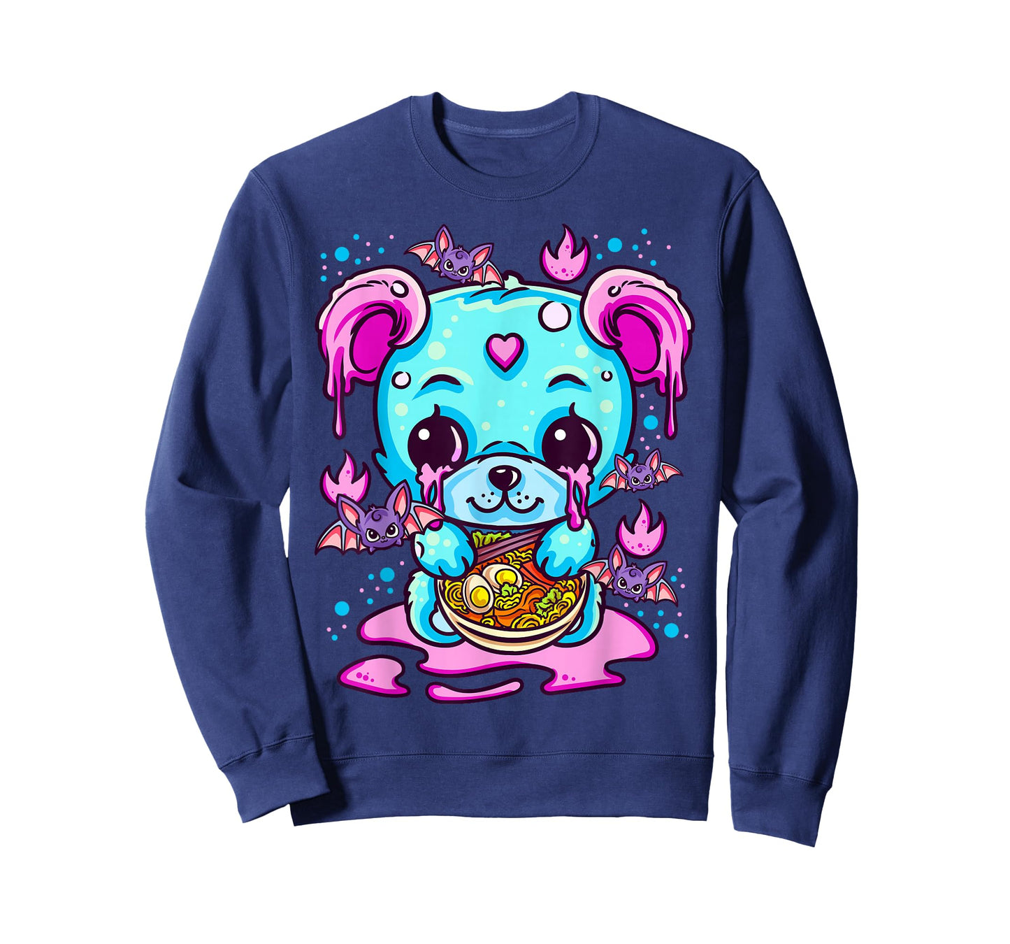 Cute Kawaii Creepy Pastel Goth Puppy Eating Ramen Noodles T-Shirt