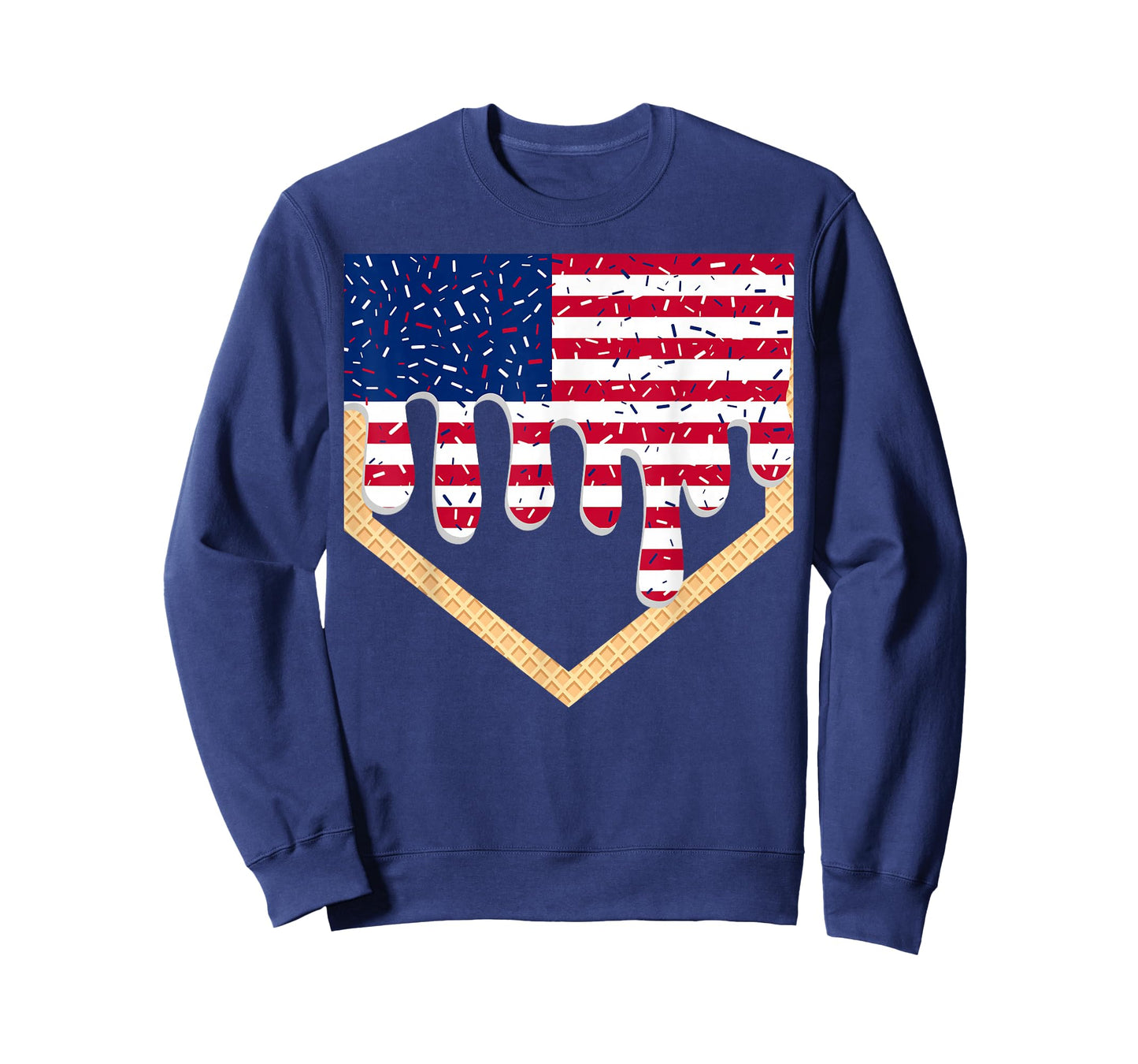 Baseball Ice Cream Drip 4th Of July Red Blue & White Drip T-Shirt