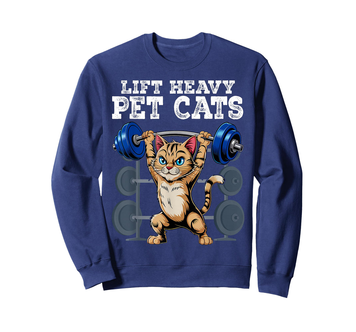 Lift Heavy Pet Cats Funny Gym Workout Weight Lifter T-Shirt