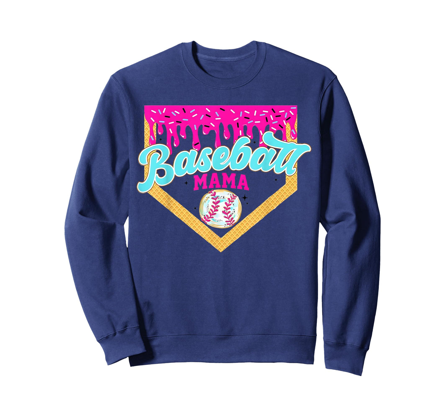 Baseball Mama Ice Cream Dripping Baseball Home Plate Drip T-Shirt