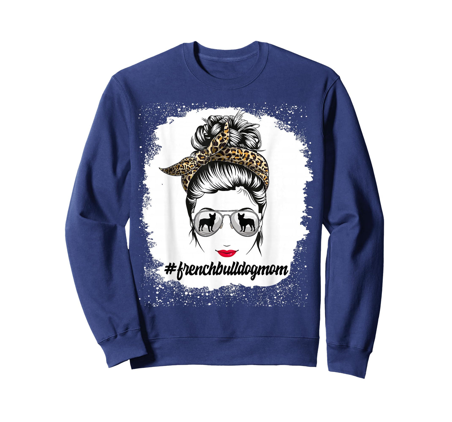 French Bulldog Dog Mom Bleached Messy Bun Leopard Women T-Shirt