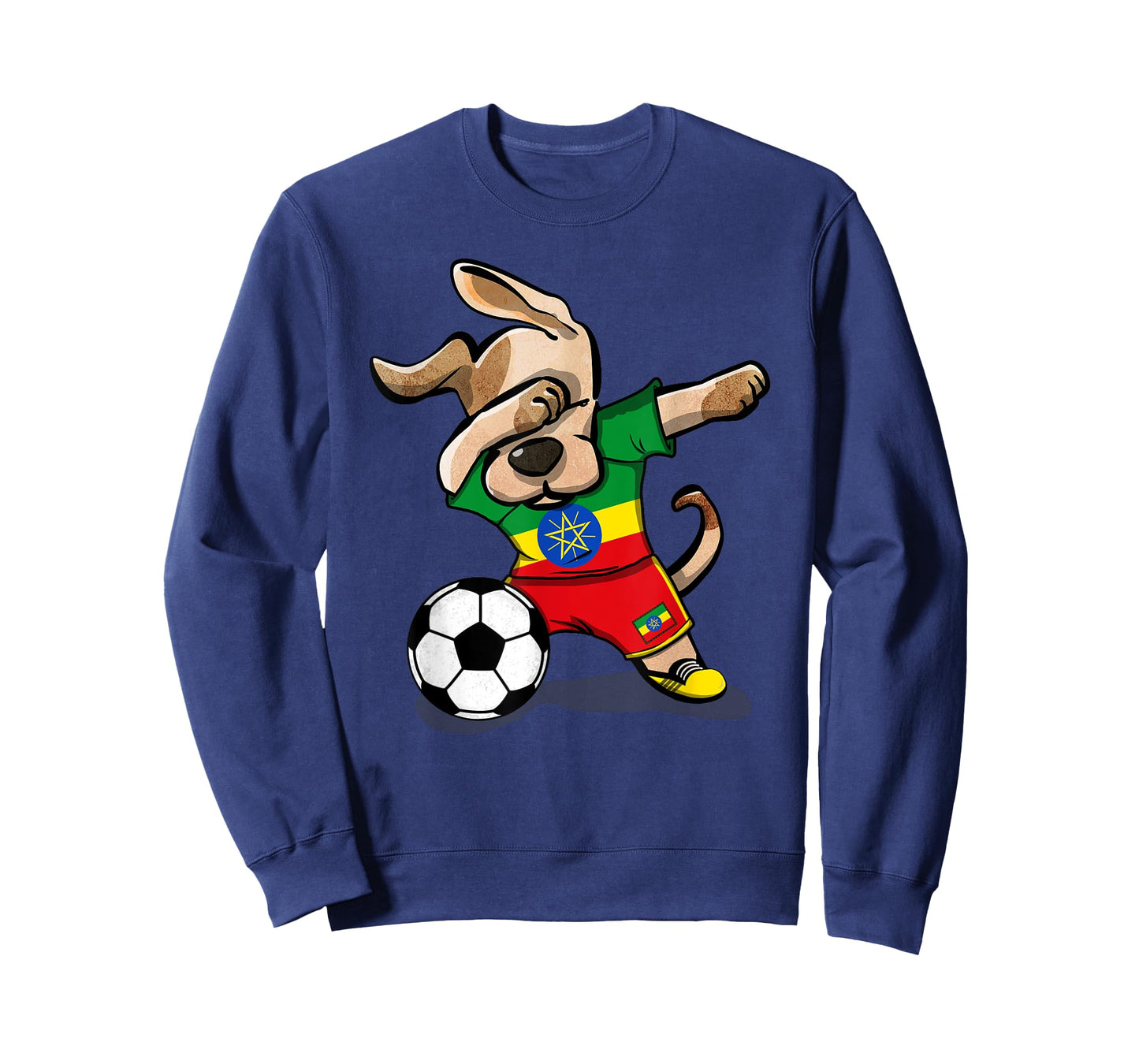 Dabbing Dog Ethiopia Soccer Fans Jersey Ethiopian Football Men Women Girls Kids T-Shirt