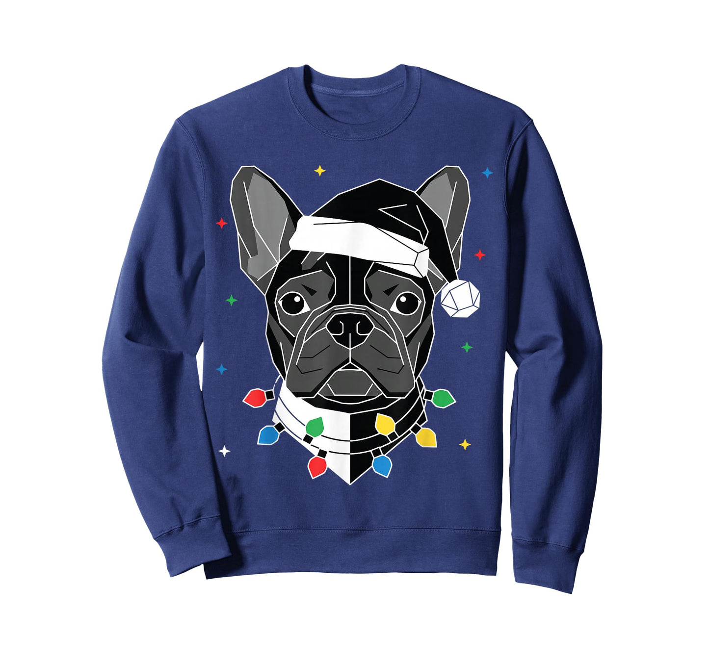 Geometric French Bulldog Santa Hat Christmas Xmas Dog Dad T-Shirt