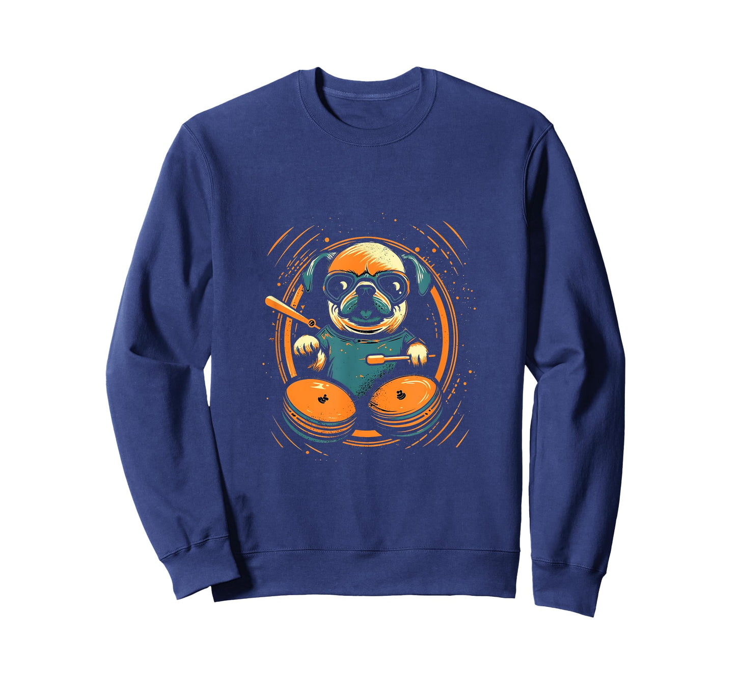Pug Playing Drums Funny Drummer Drumming Drumset Drum Player T-Shirt